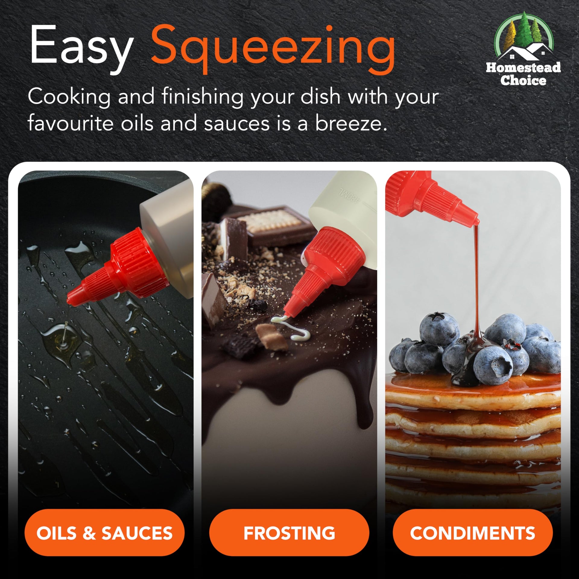 6 pack Plastic Squeeze Bottles for Sauces (6 Count)