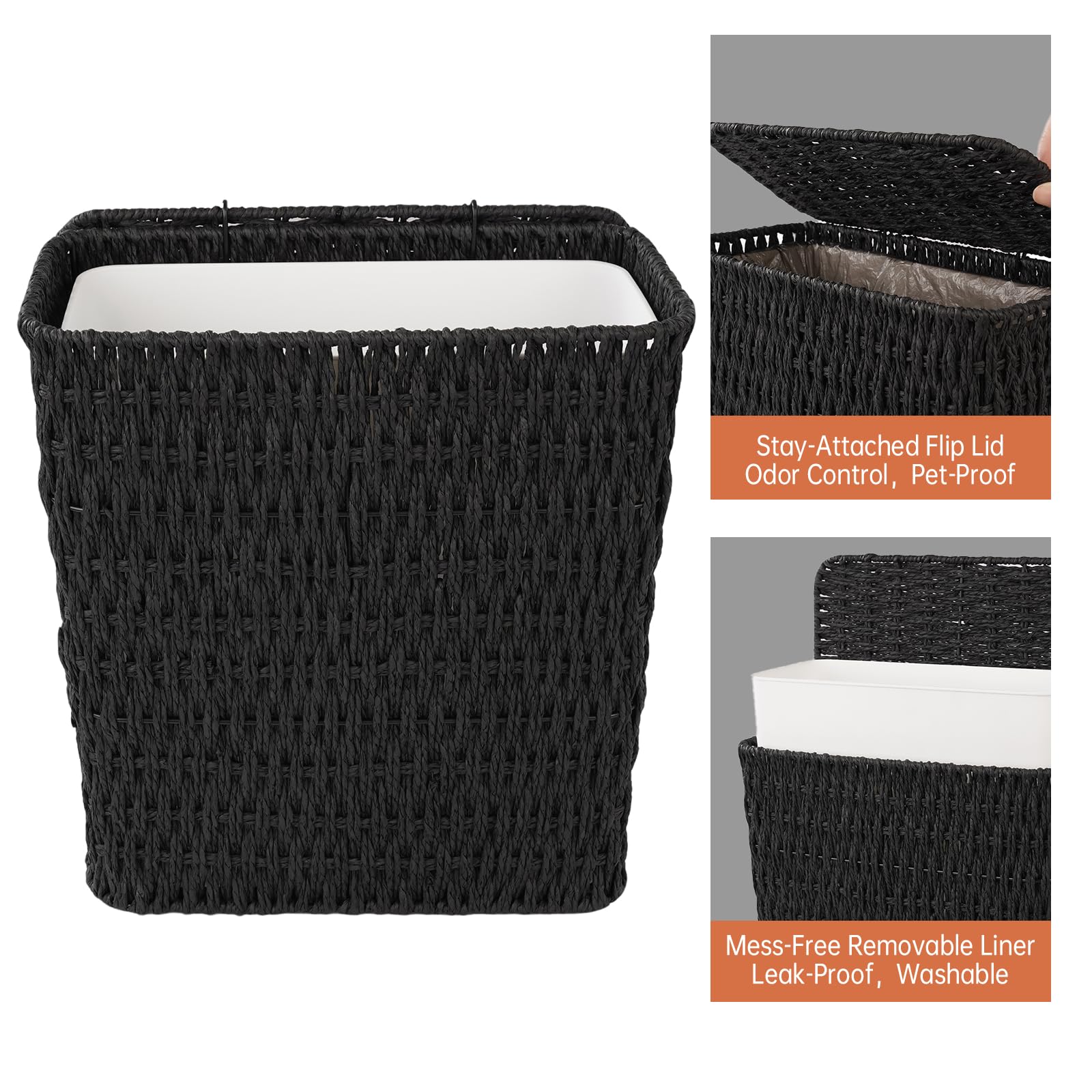 3 Gallon Paper Rope Bathroom Trash Can