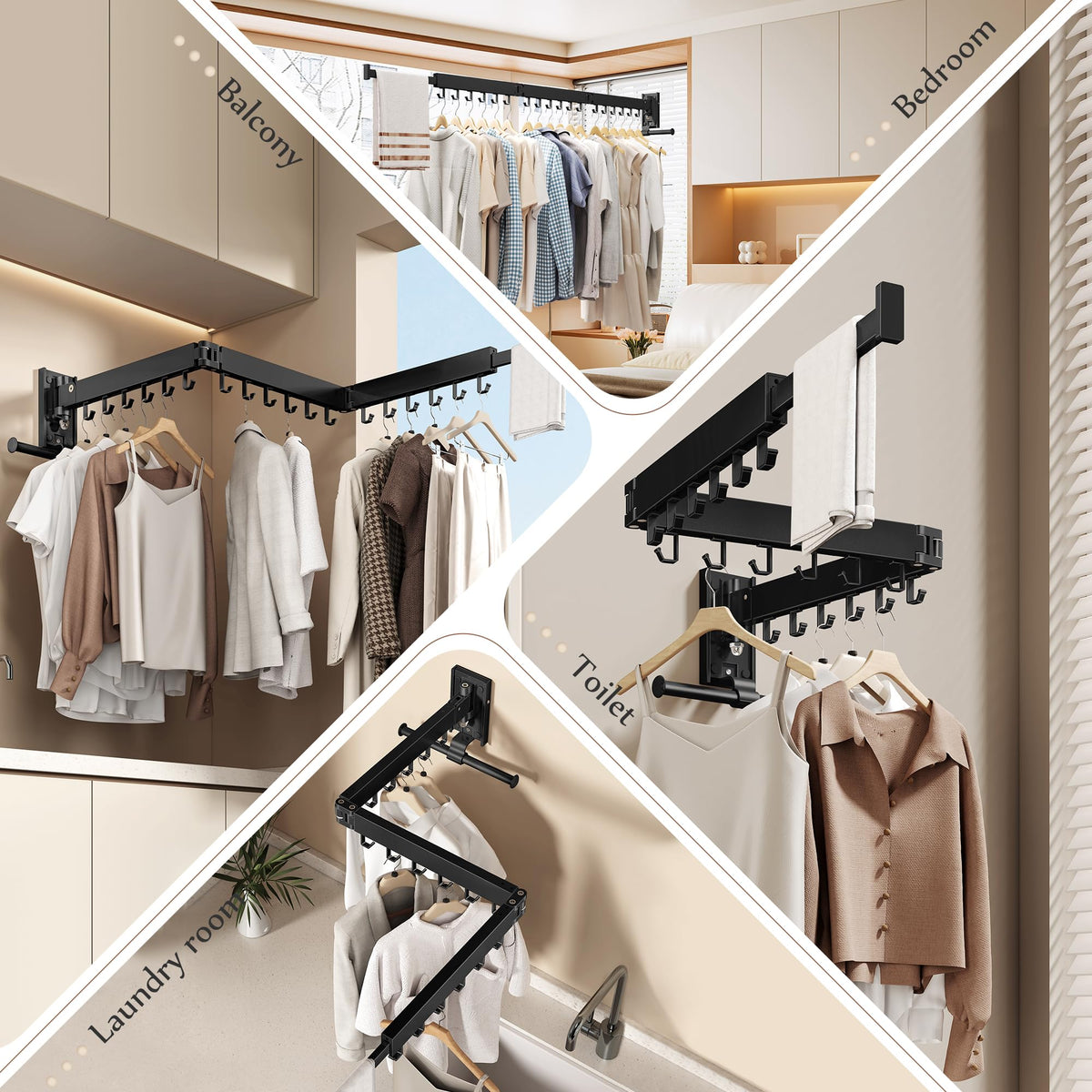 Wall Mounted Collapsible Clothes Drying Rack