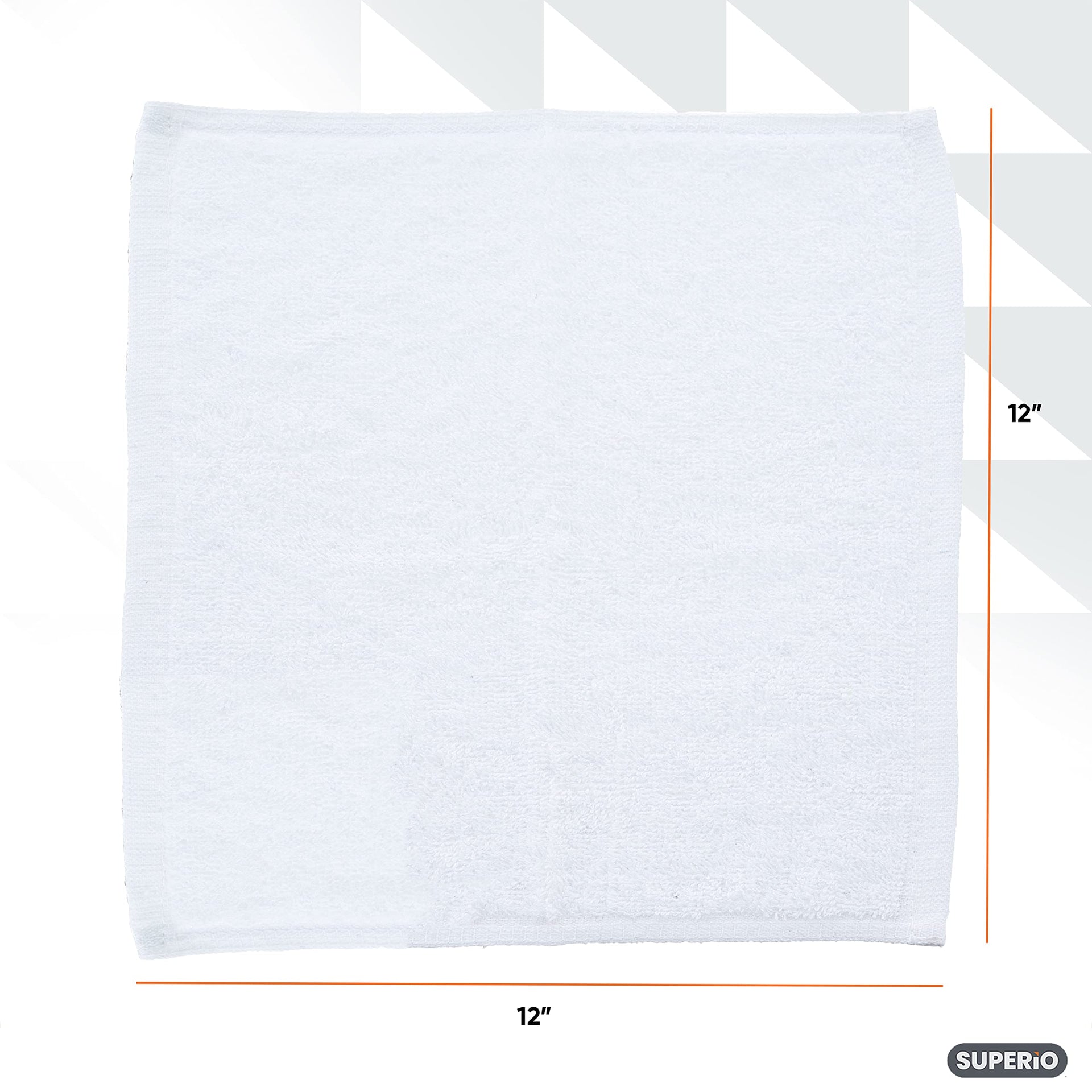 Terry Cloth Rags White Washcloths 100% Cotton 12" Cleaning Cloths (48 Count)