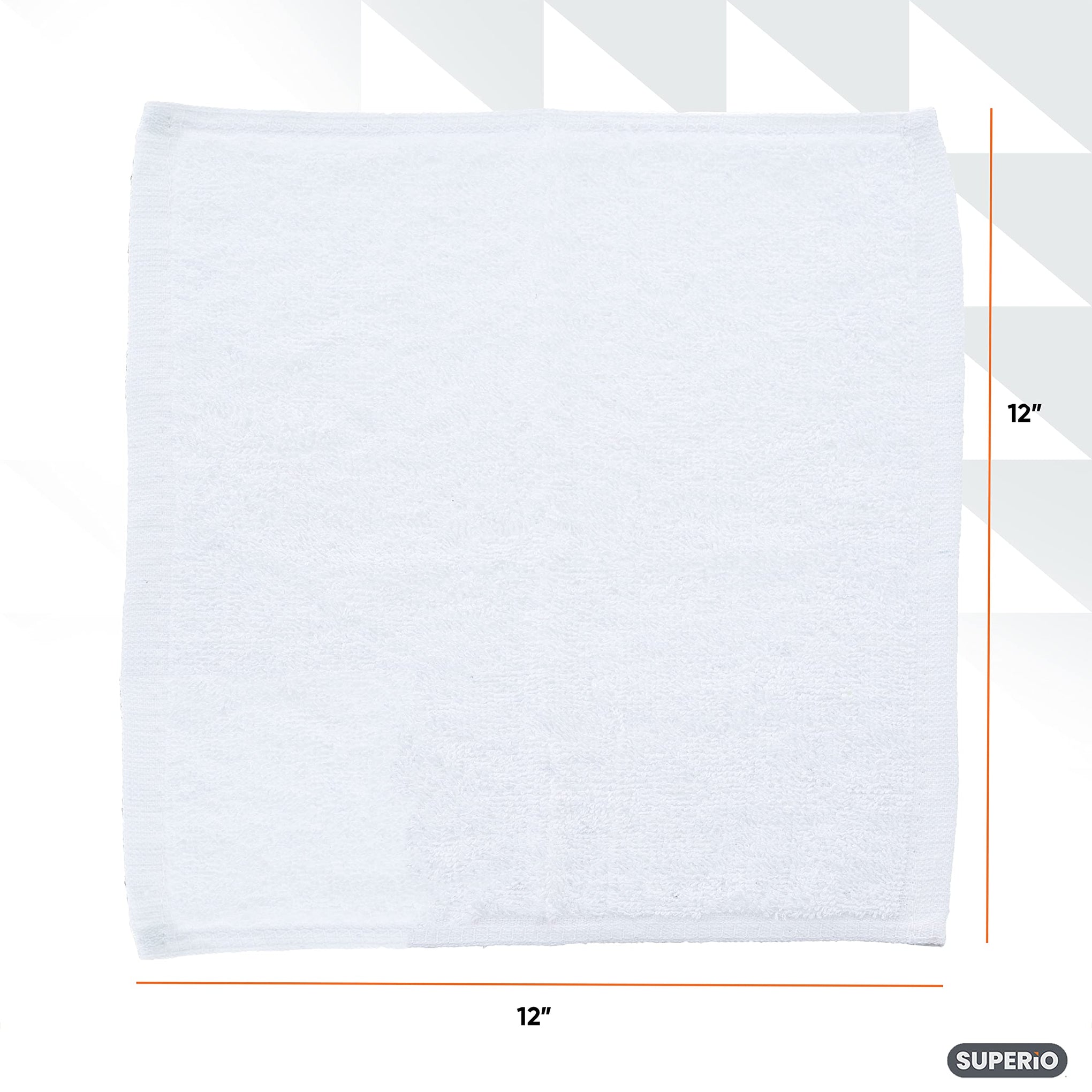 Terry Cloth Rags White Washcloths 100% Cotton 12" Cleaning Cloths (48 Count)