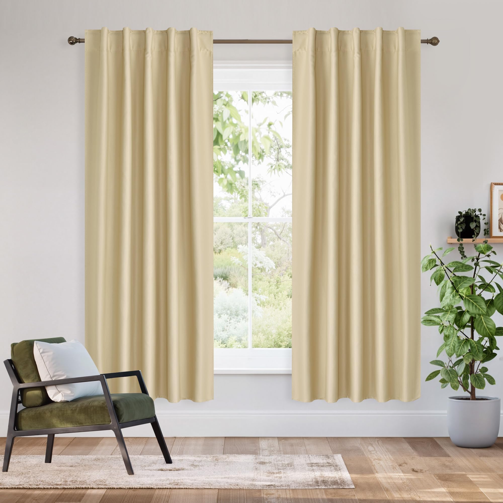 Bedroom Blackout Curtains 63 inches Long (2 Count)
