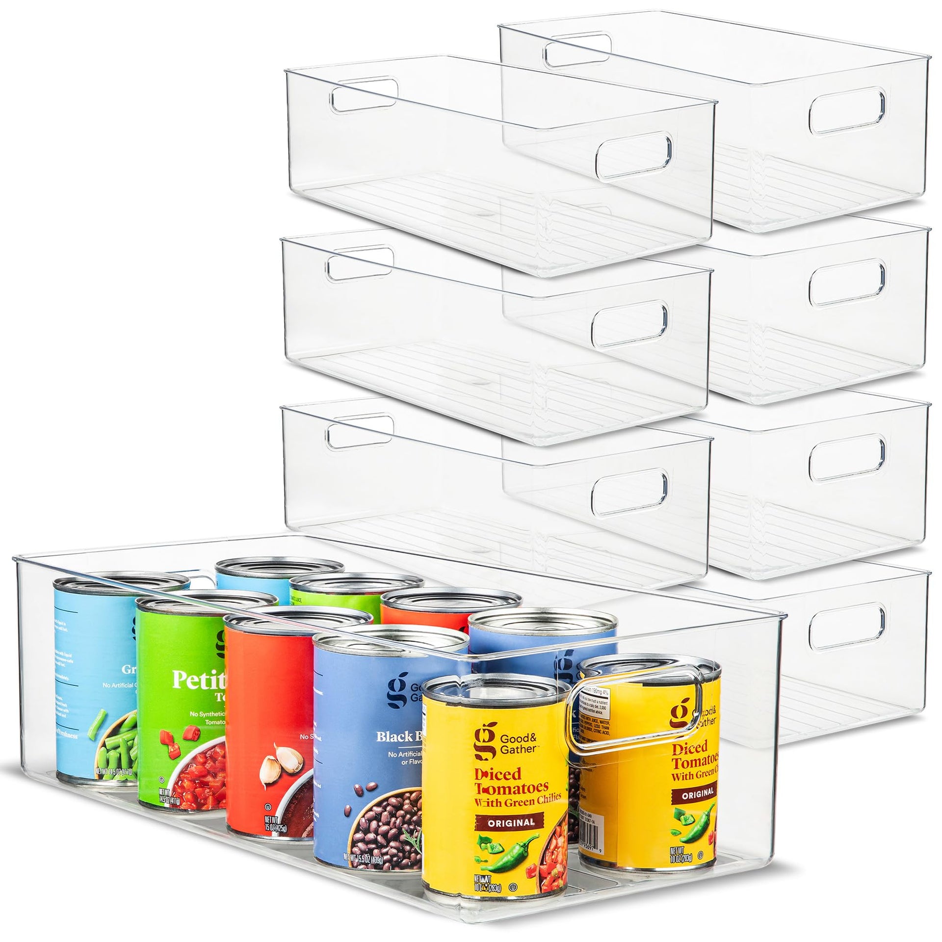 Plastic Food Storage 8 Pack Clear Container Bin with Handles for Organizing Kitchen (8 Count)