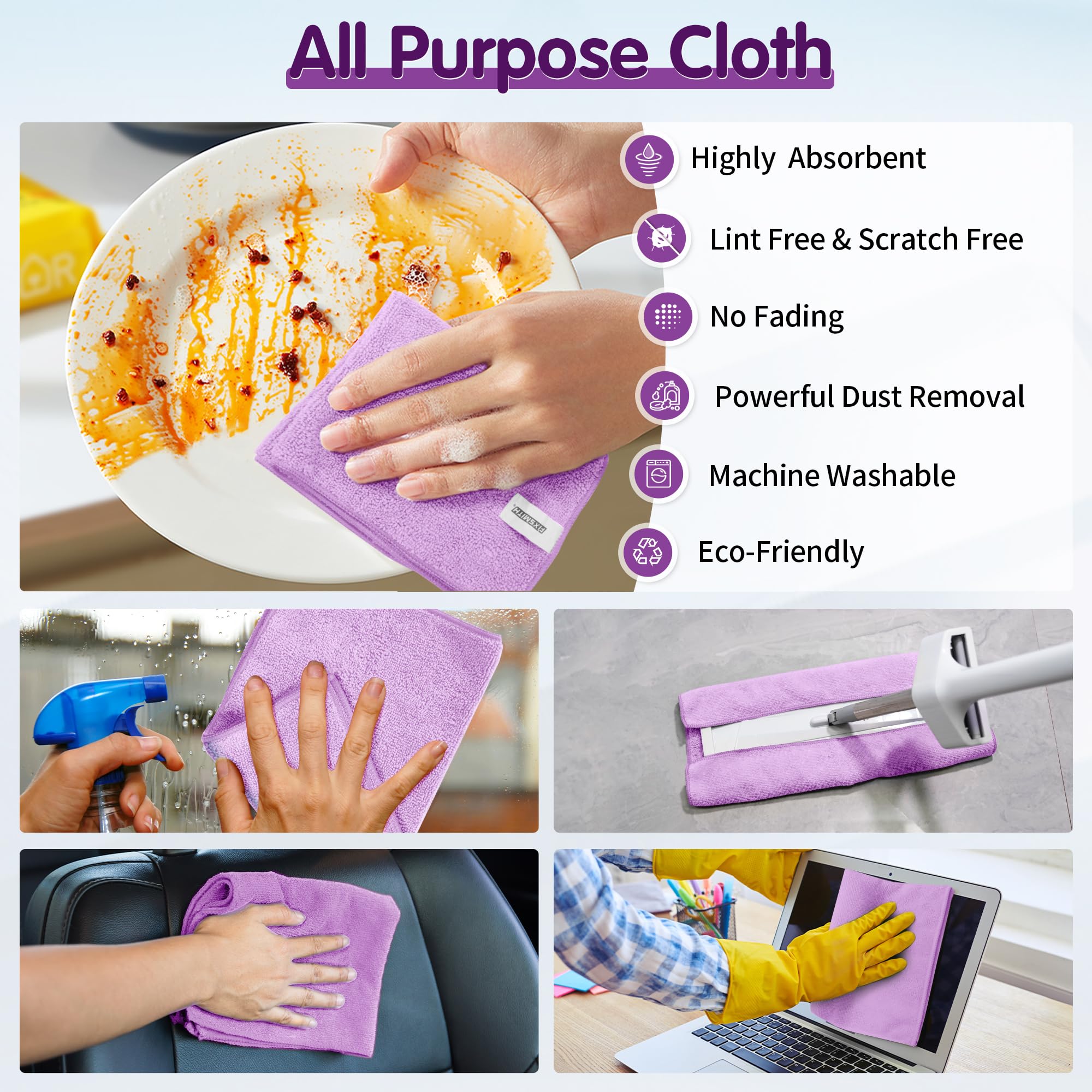 Purple Microfiber Cleaning Cloth (8 Count)