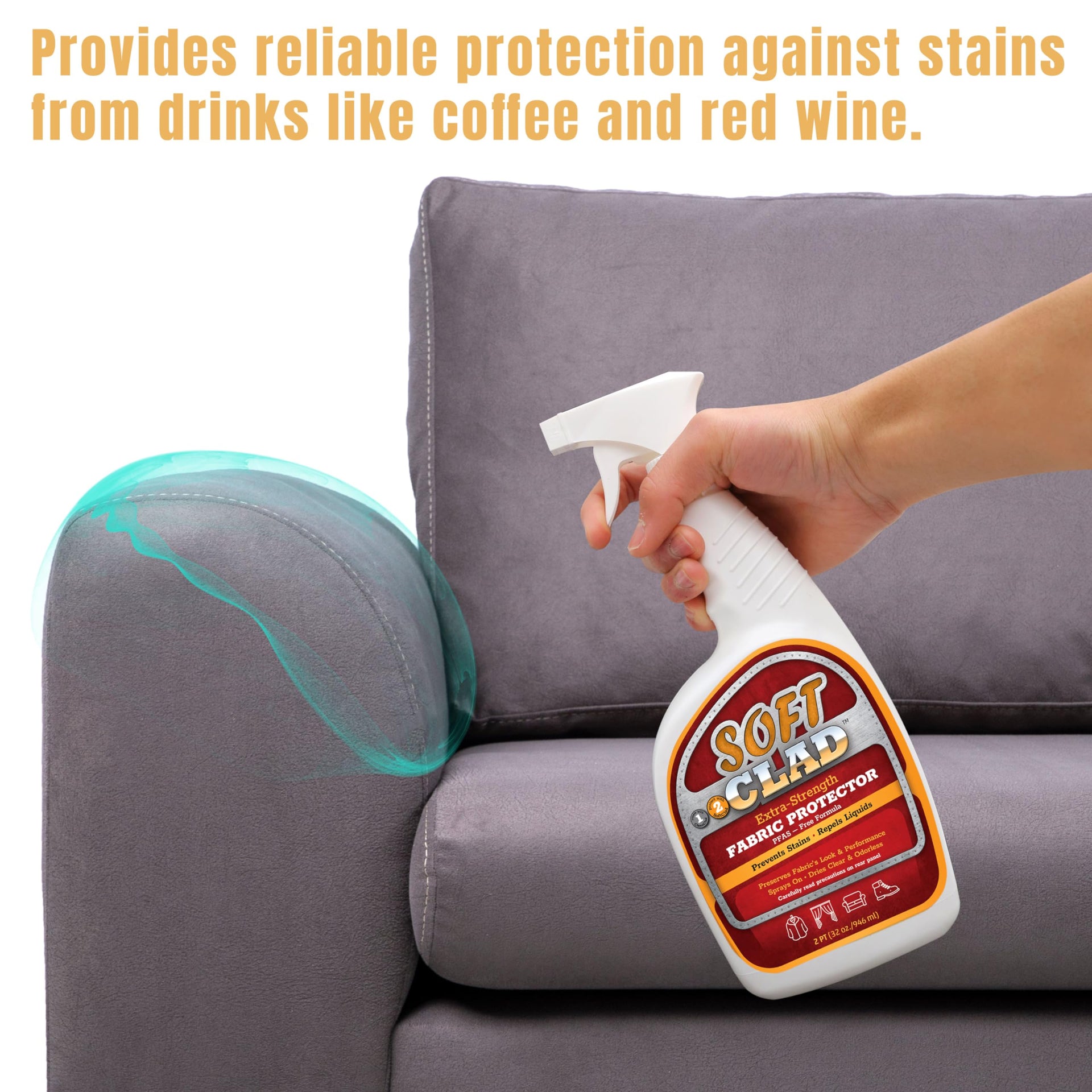 Extra Strength Fabric Protector Spray Prevents Stains and Repels Liquids. SoftClad Guards Furniture (32 Fl Oz)
