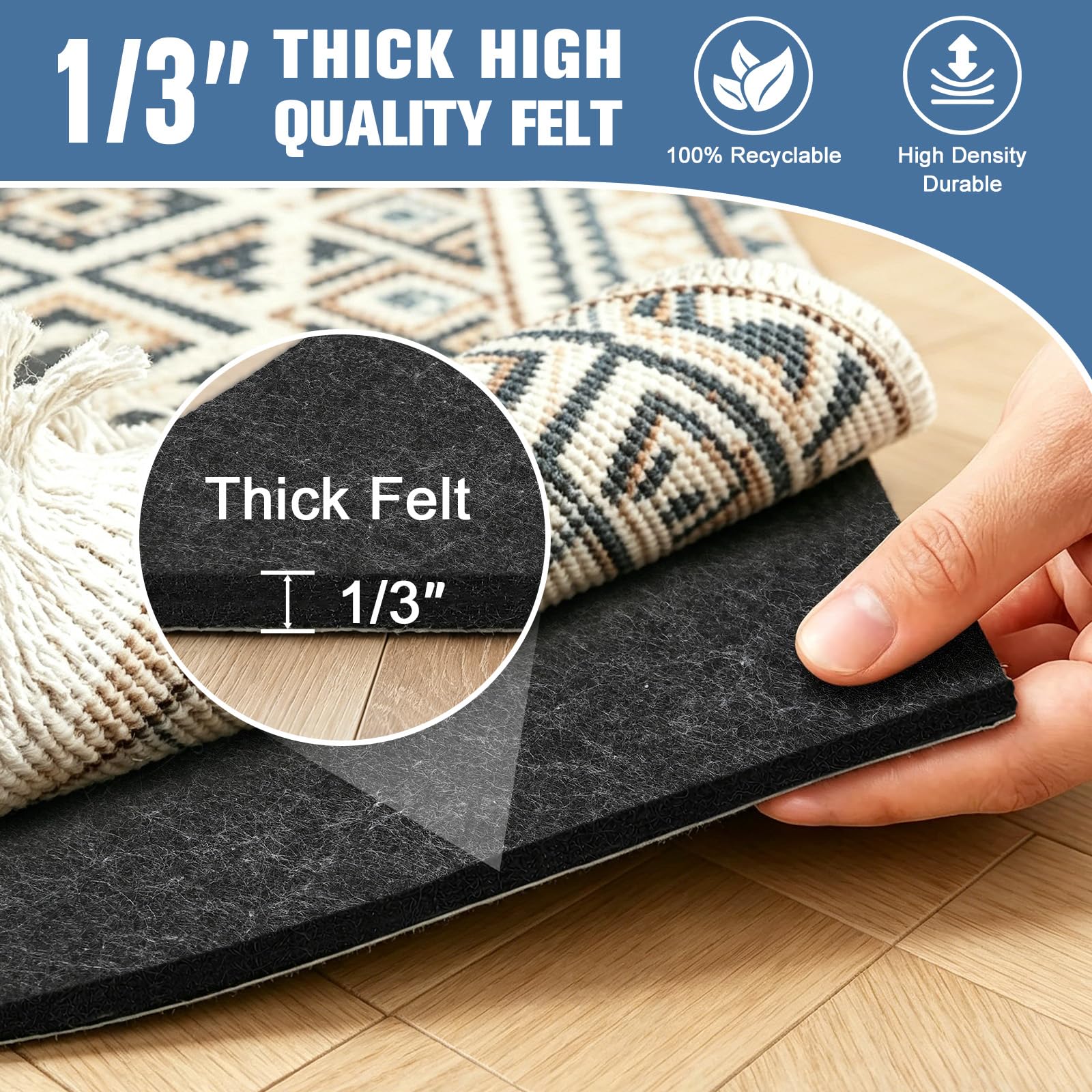 8x10 Ft Non Slip Rug Pad Gripper (80 Sq Ft)