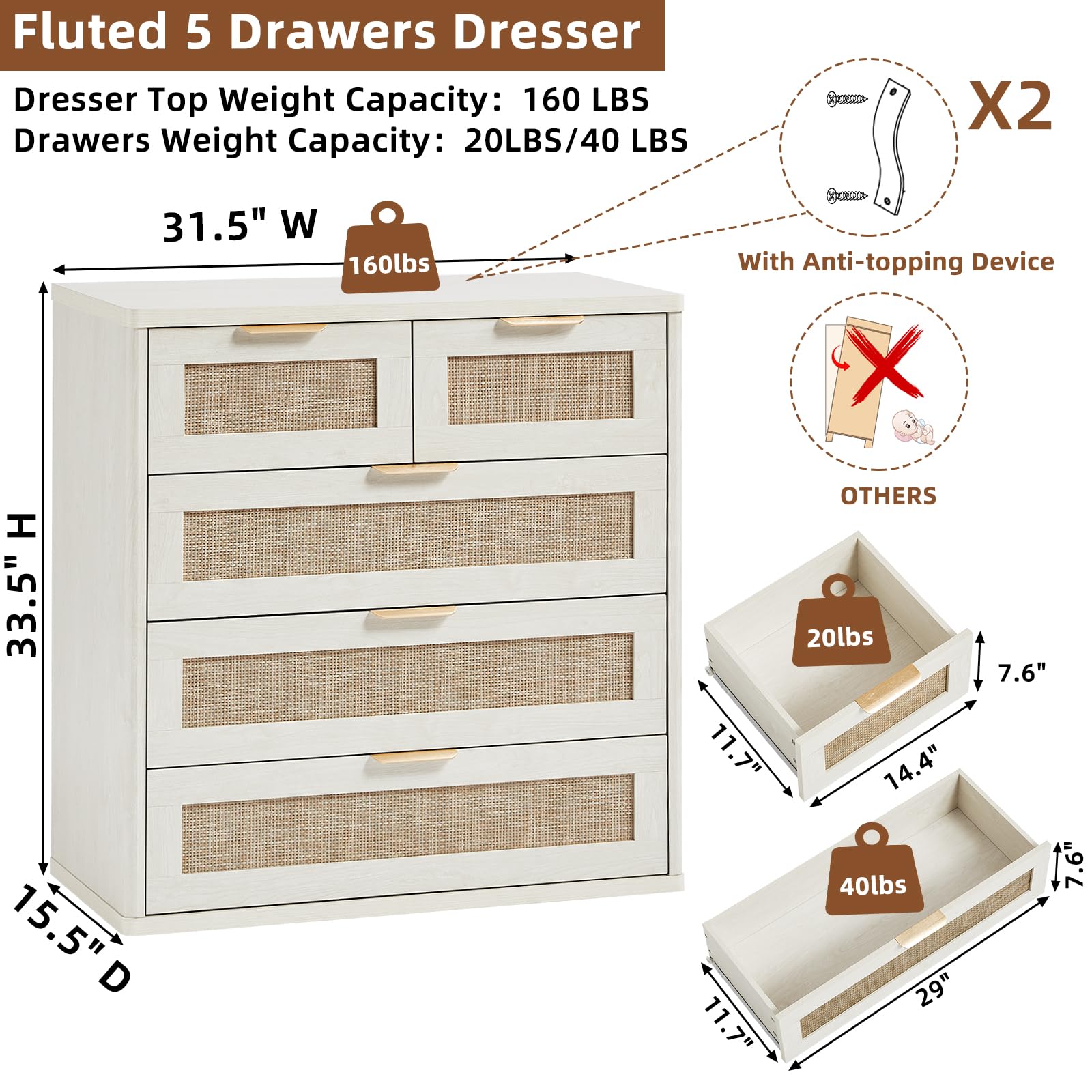 Rattan Dresser for Bedroom