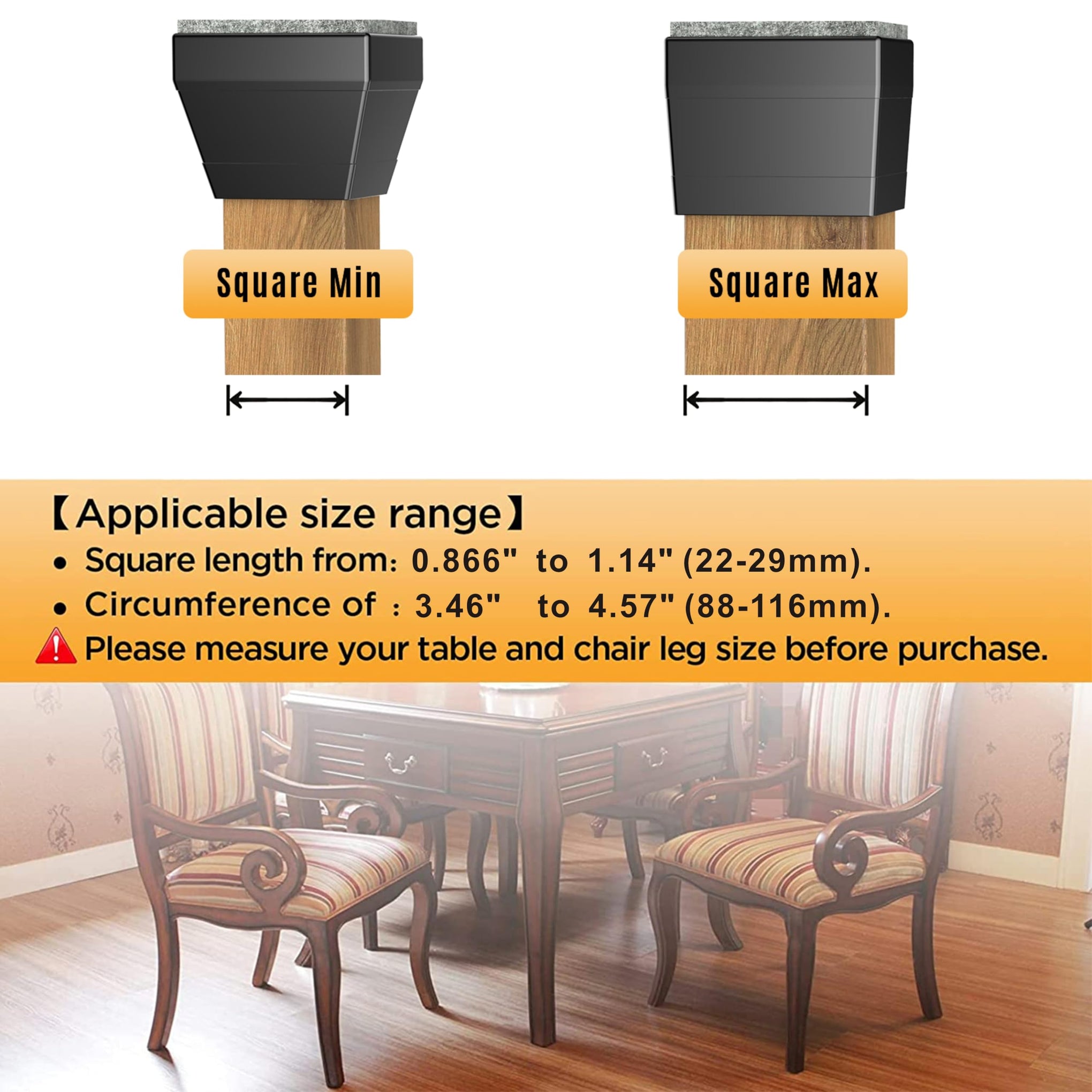 Square Chair Leg Protectors for Hardwood Floors