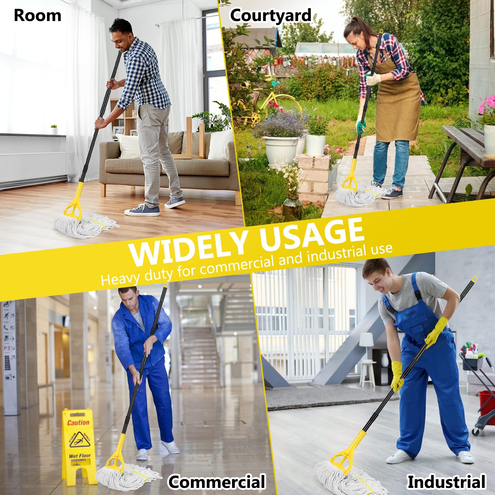 Heavy Duty Commercial Industrial Cotton Mop with Long Handle