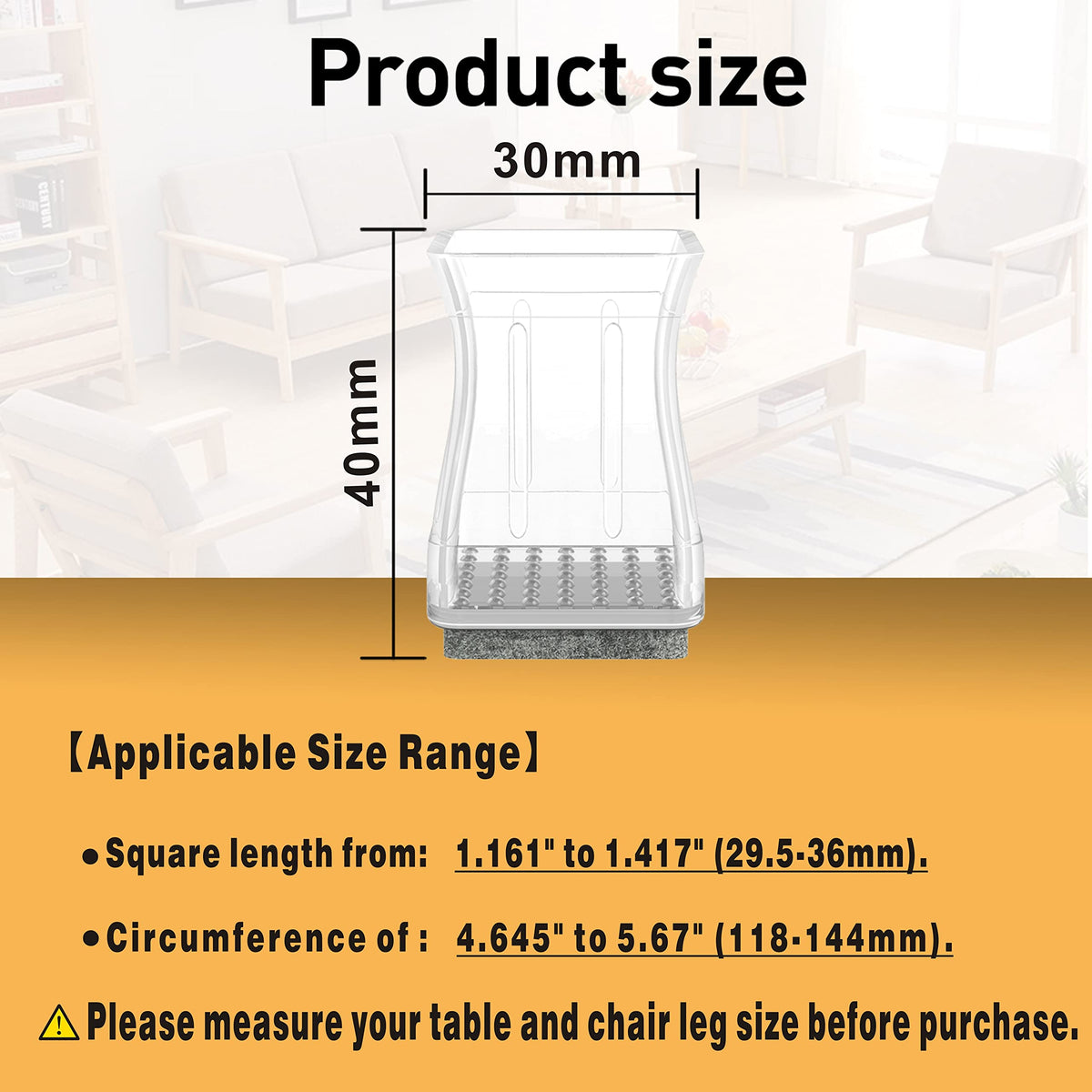 Square Chair Leg Protectors for Hardwood Floors (16 Count)