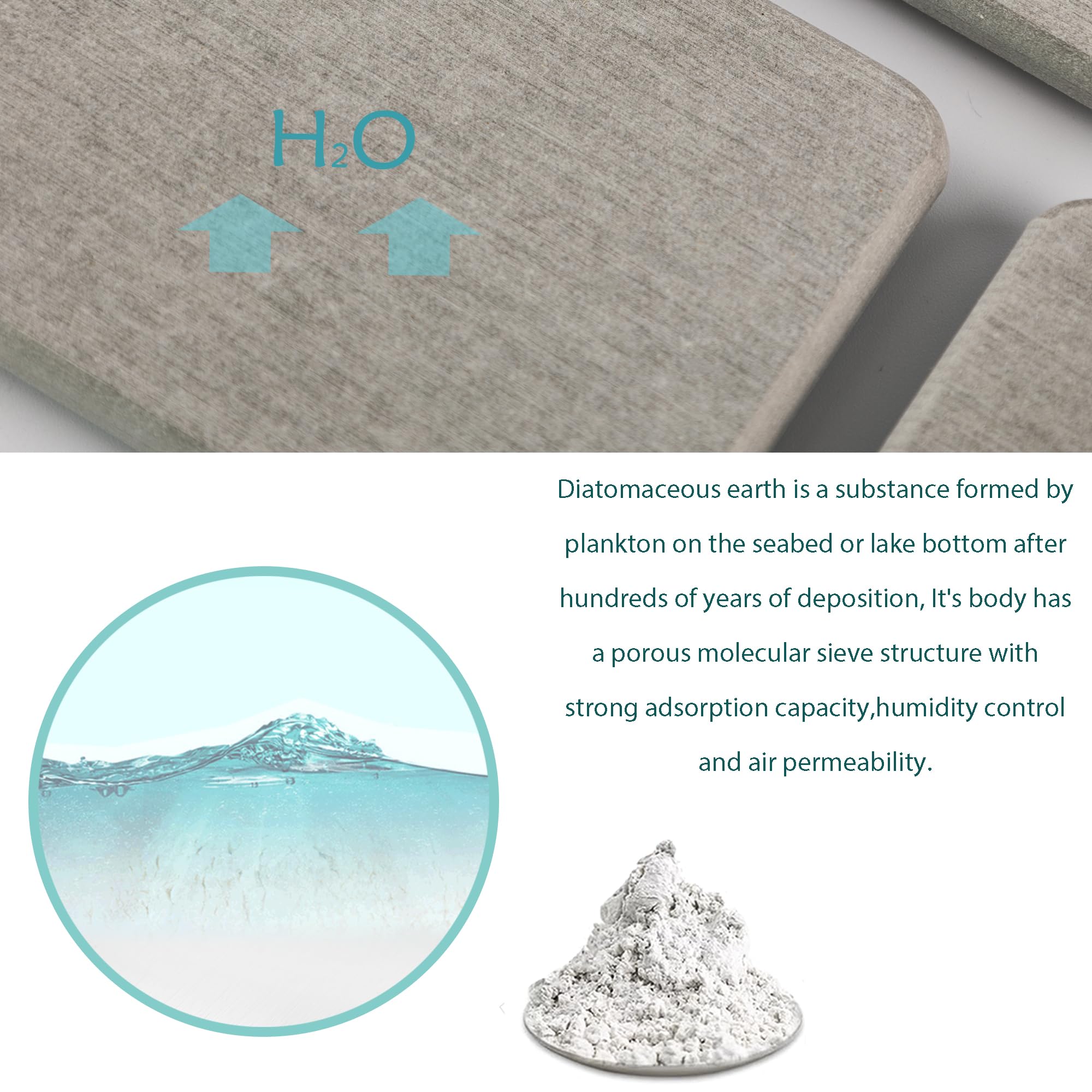 Set of 4 Water Absorbent Diatomite Coasters (4 Count)