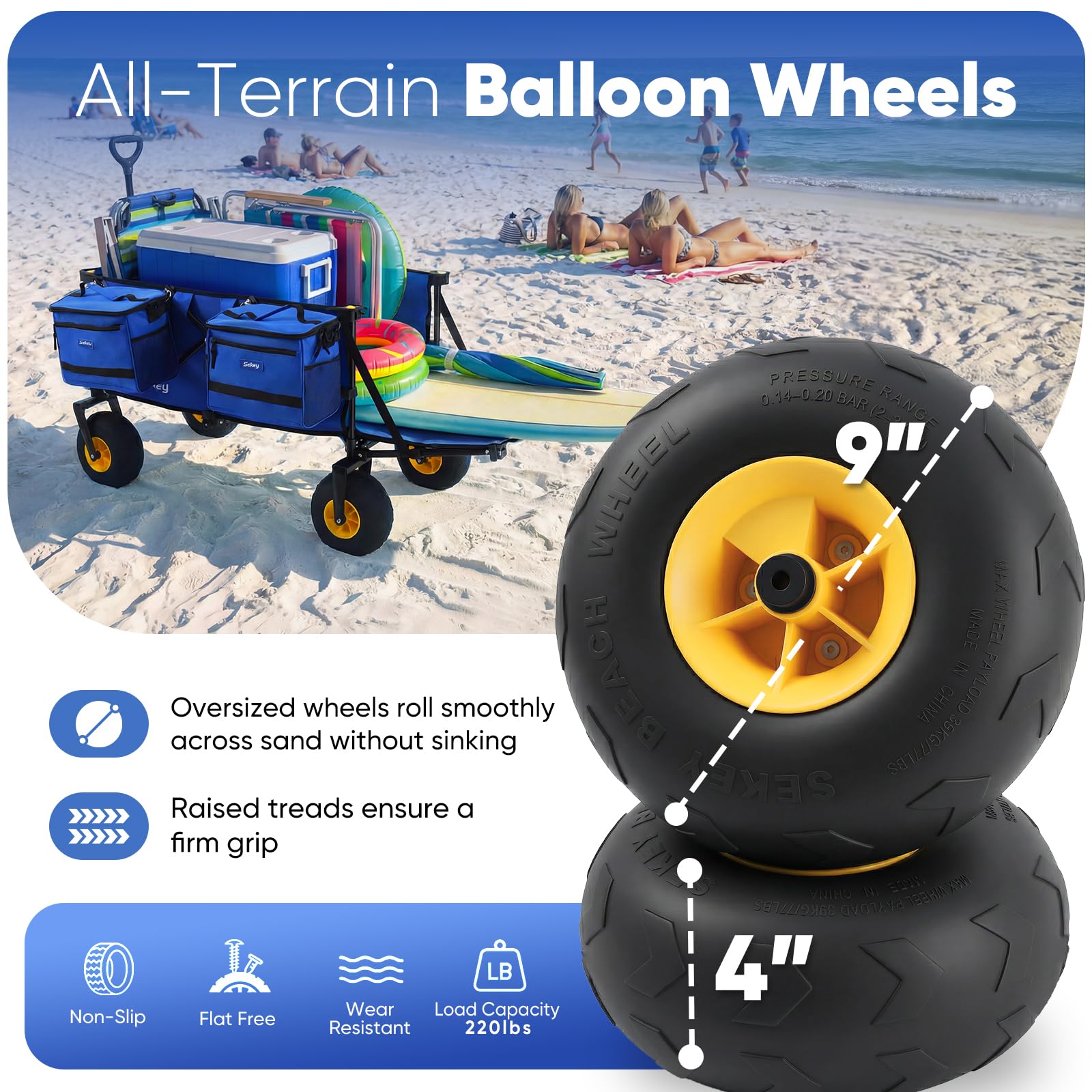 Heavy Duty Beach Wagon with 9" Big Sand