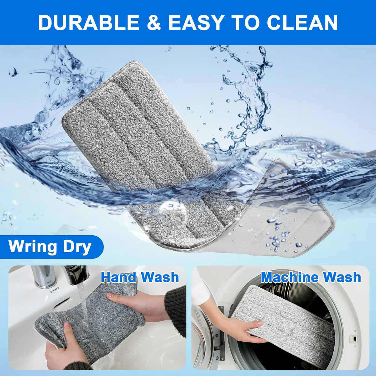 Microfiber Replacement Pads for 13" Flat Mop System (2 Count)