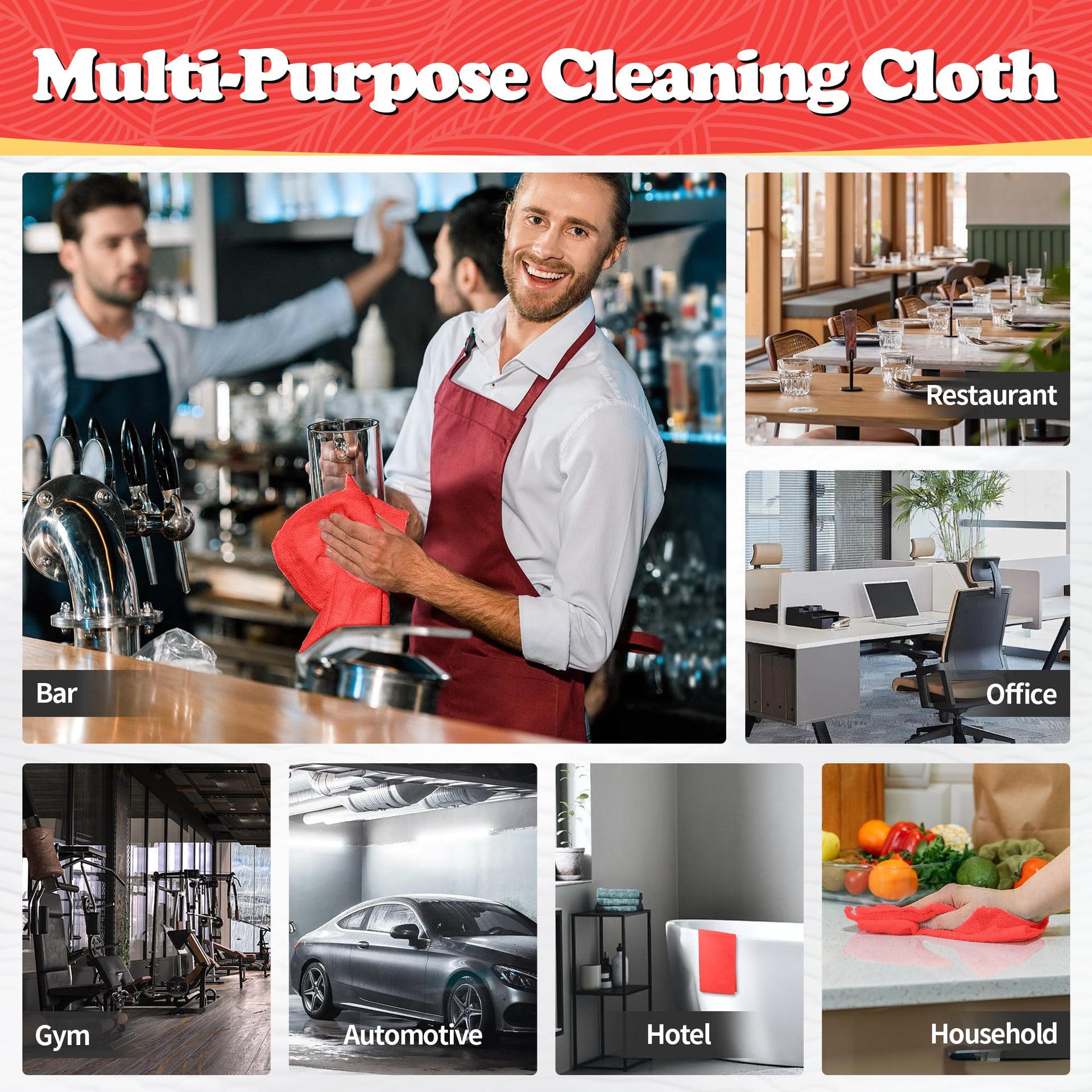 Shop Towels Red Microfiber Cleaning Cloth Bulk (200 Count)