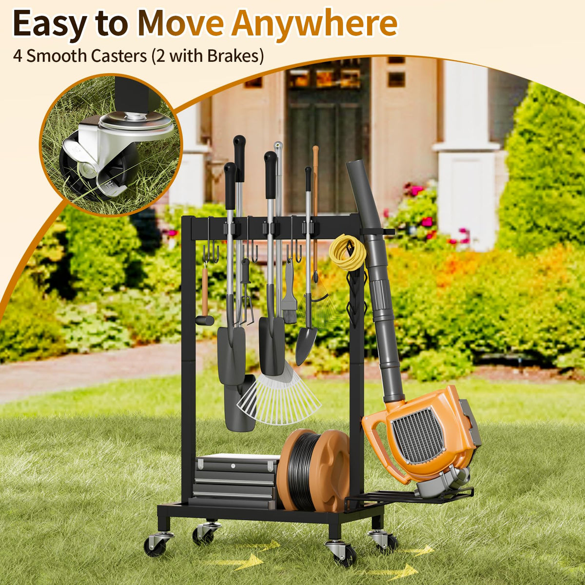 Broom Holder with Cleaning Supplies Organizer