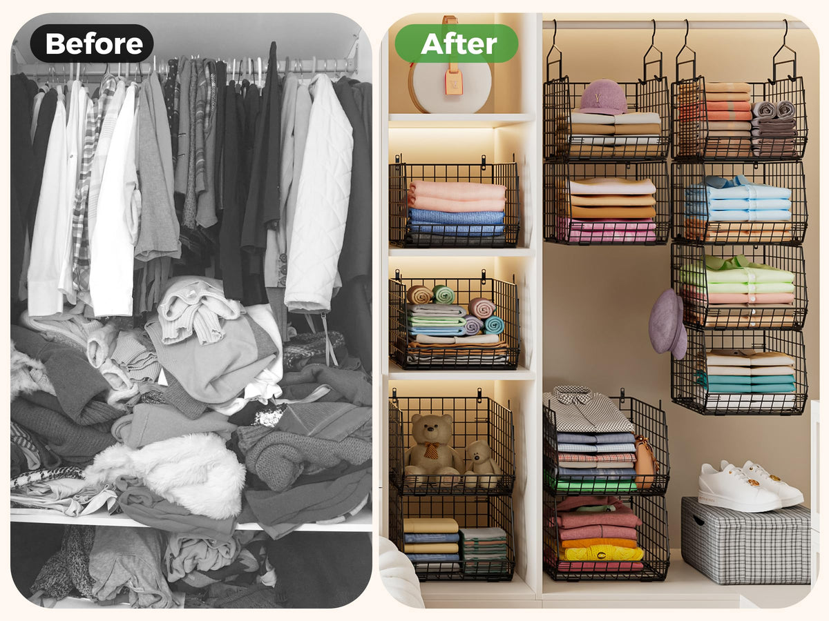 4" Extra Deeper Hanging Closet Organizers and Storage (4 Count)