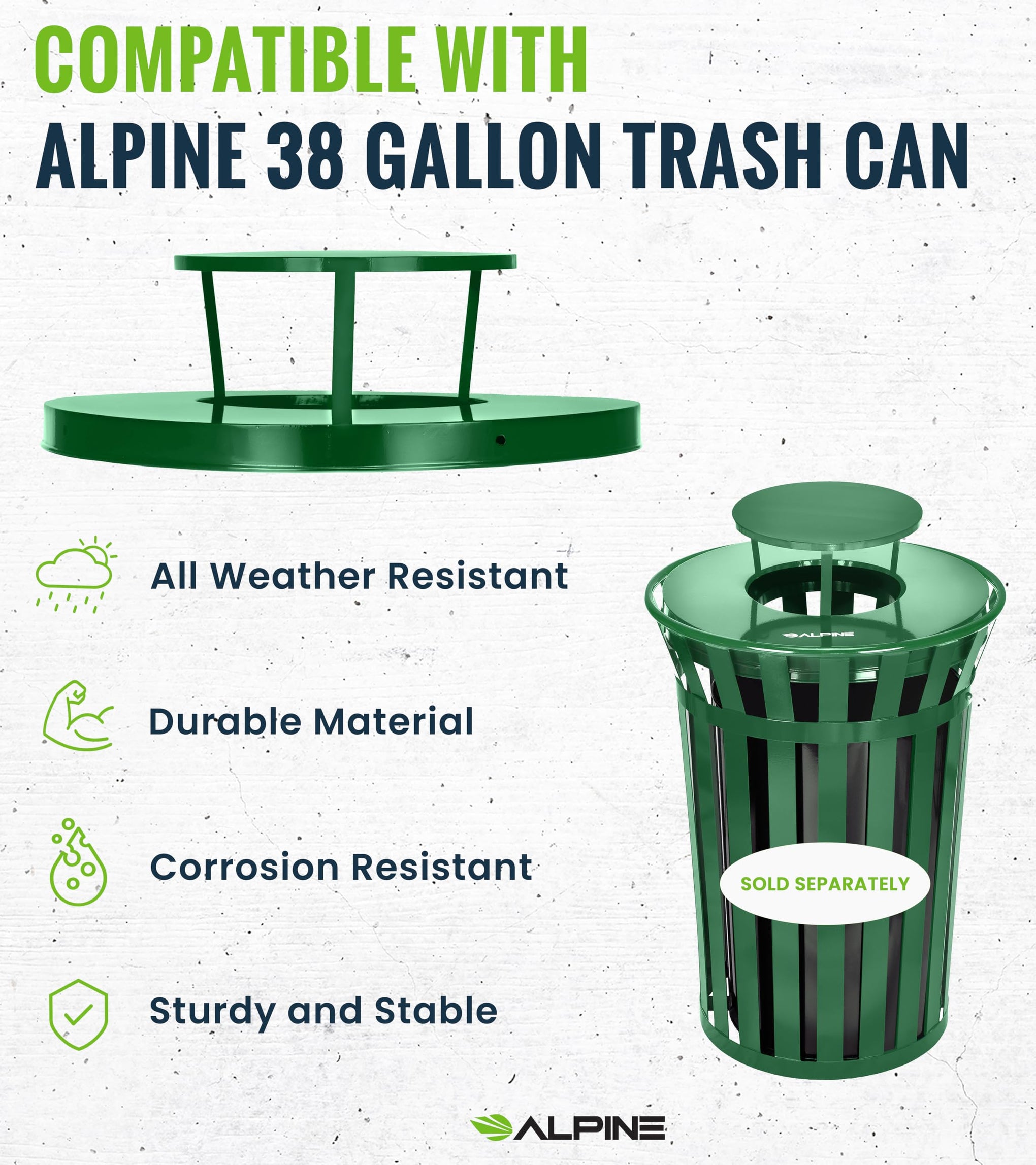 Industries Outdoor Metal Waste Receptacle Rain Bonnet Lid