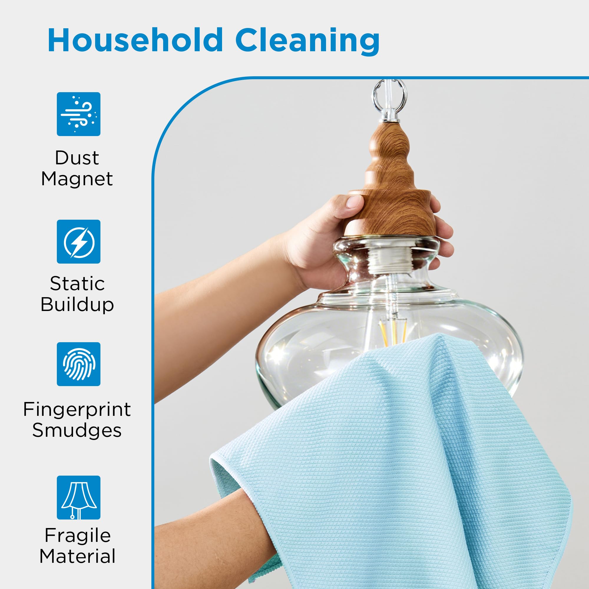Microfiber Glass Cleaning Cloth for Window & Mirror Stainless Steel (6 Count)