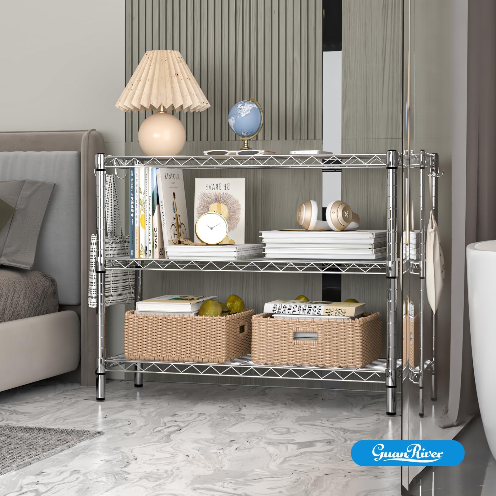 3 Shelf Adjustable Metal Wire Shelving