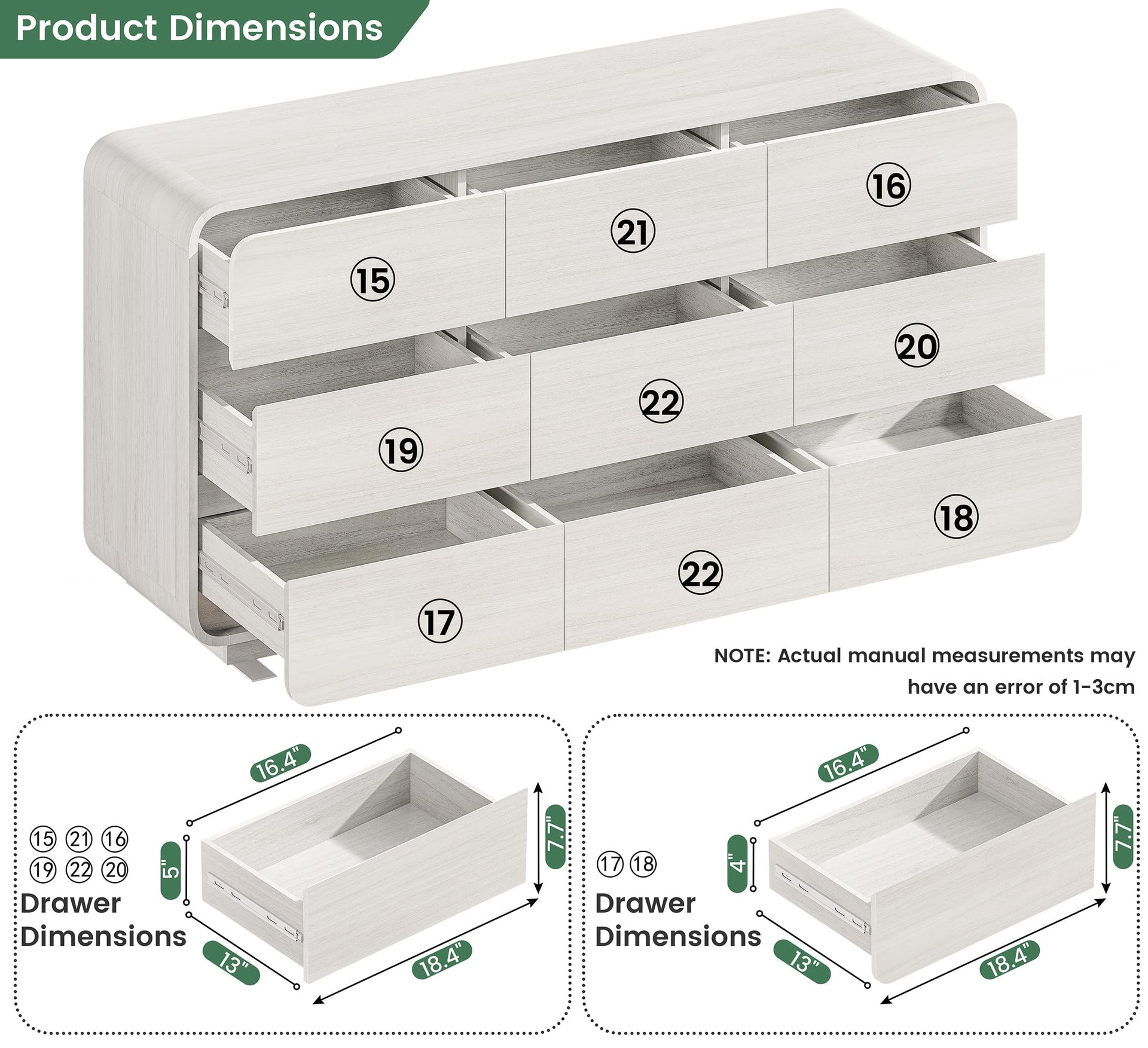 White Dressers of 9 Drawers