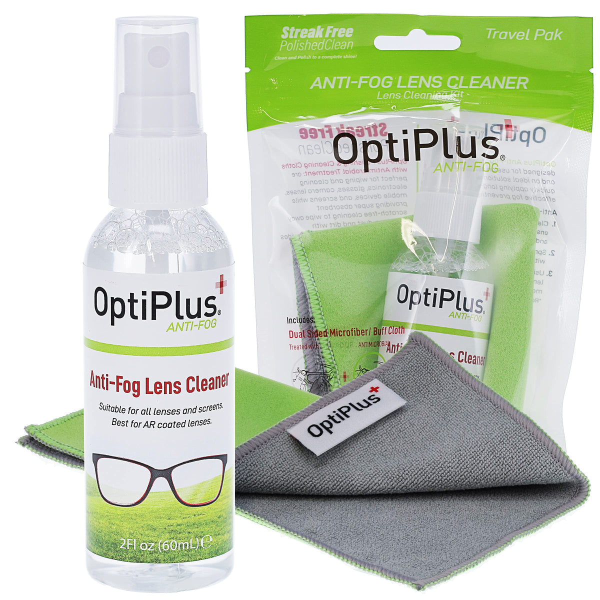 Anti Fog Lens Cleaning Spray and Dual Microfiber Cloth