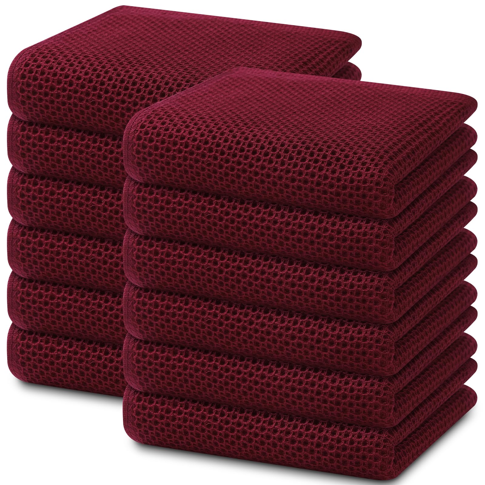 100% Cotton Waffle Weave Kitchen Dish Towels 12 (12 Count)