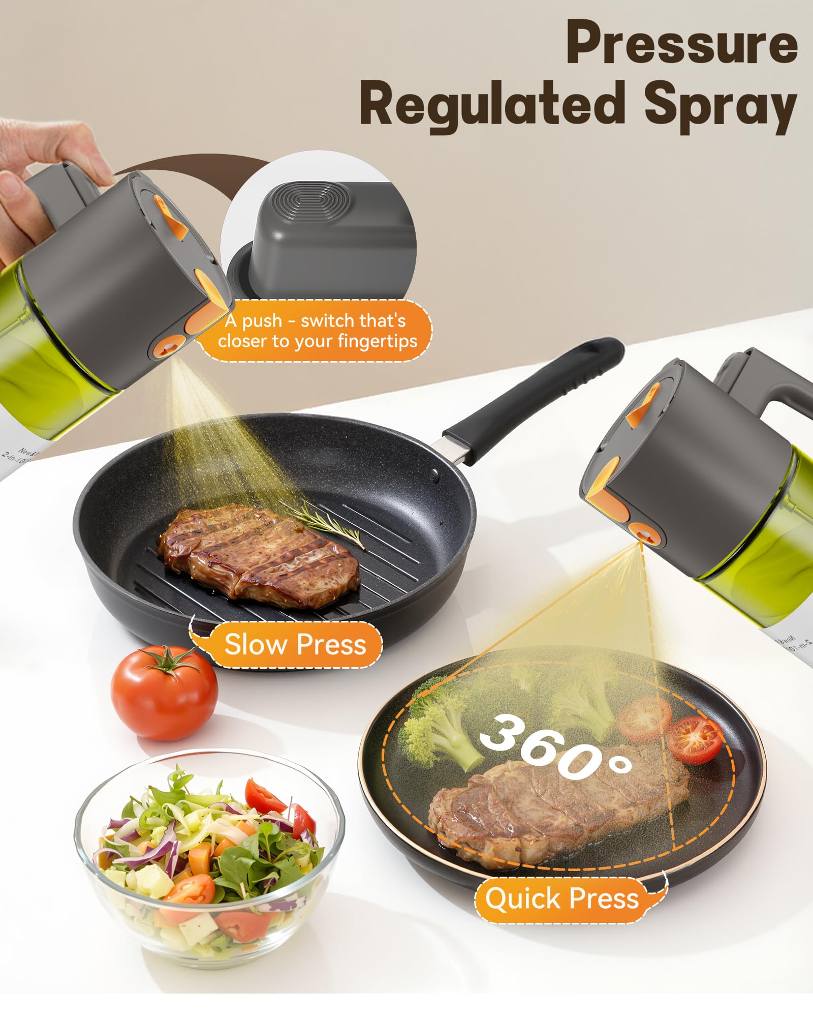 Olive Oil Sprayer & Dispenser Bottle for Cooking 17oz Dark Glass Oil Mister