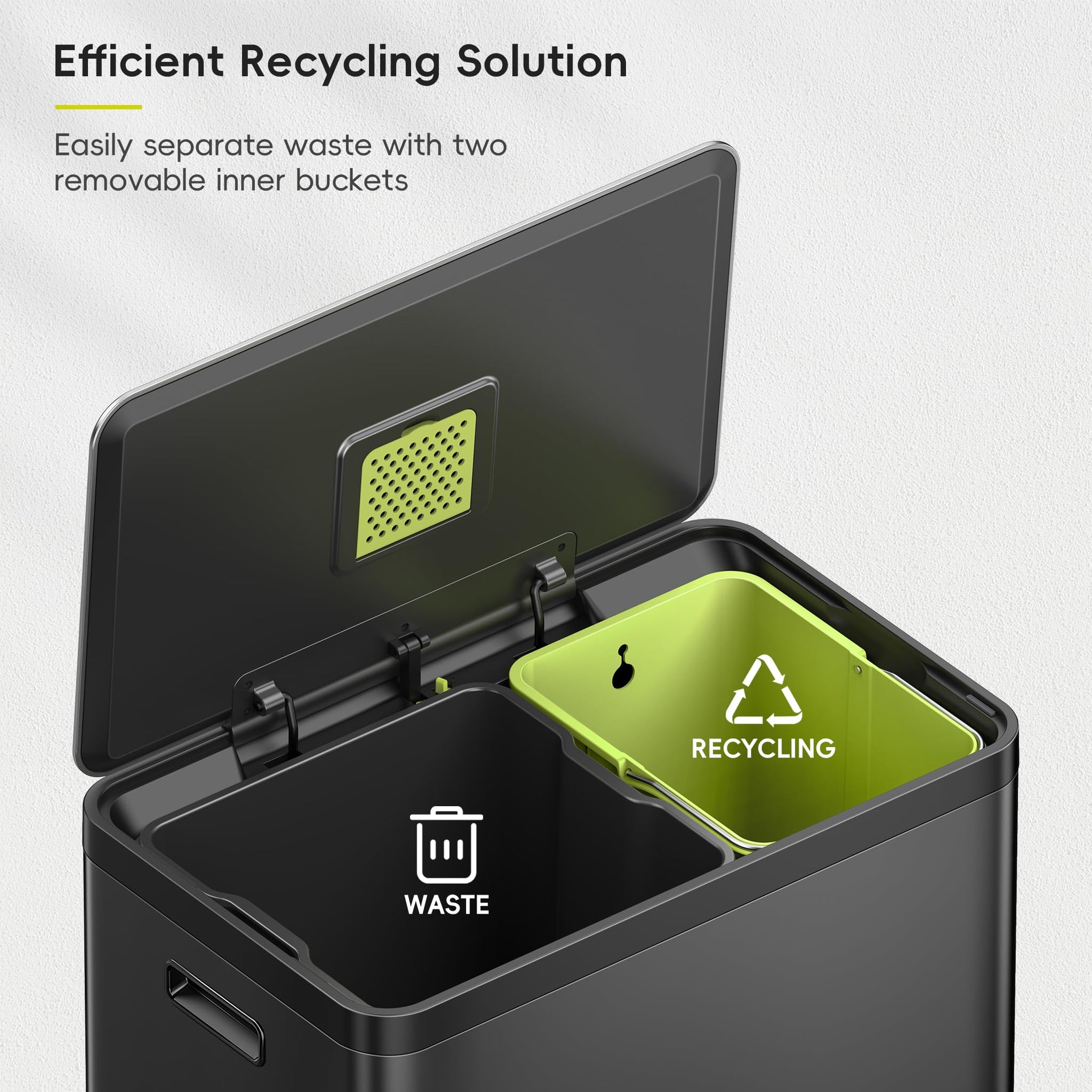 EcoCasa II 36L+24L Dual Trash Can with Recycle Bin
