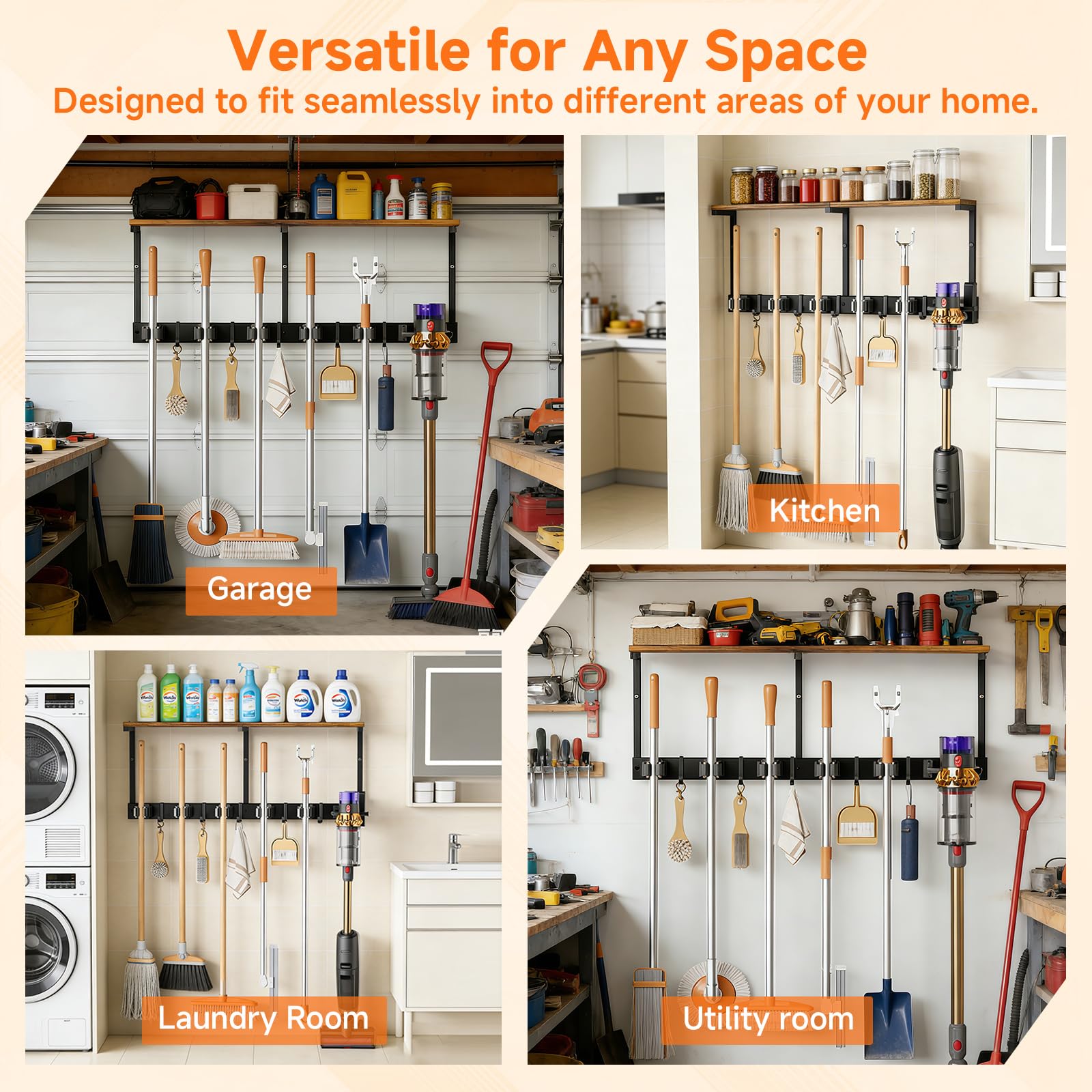 3 in 1Broom Holder Wall Mount