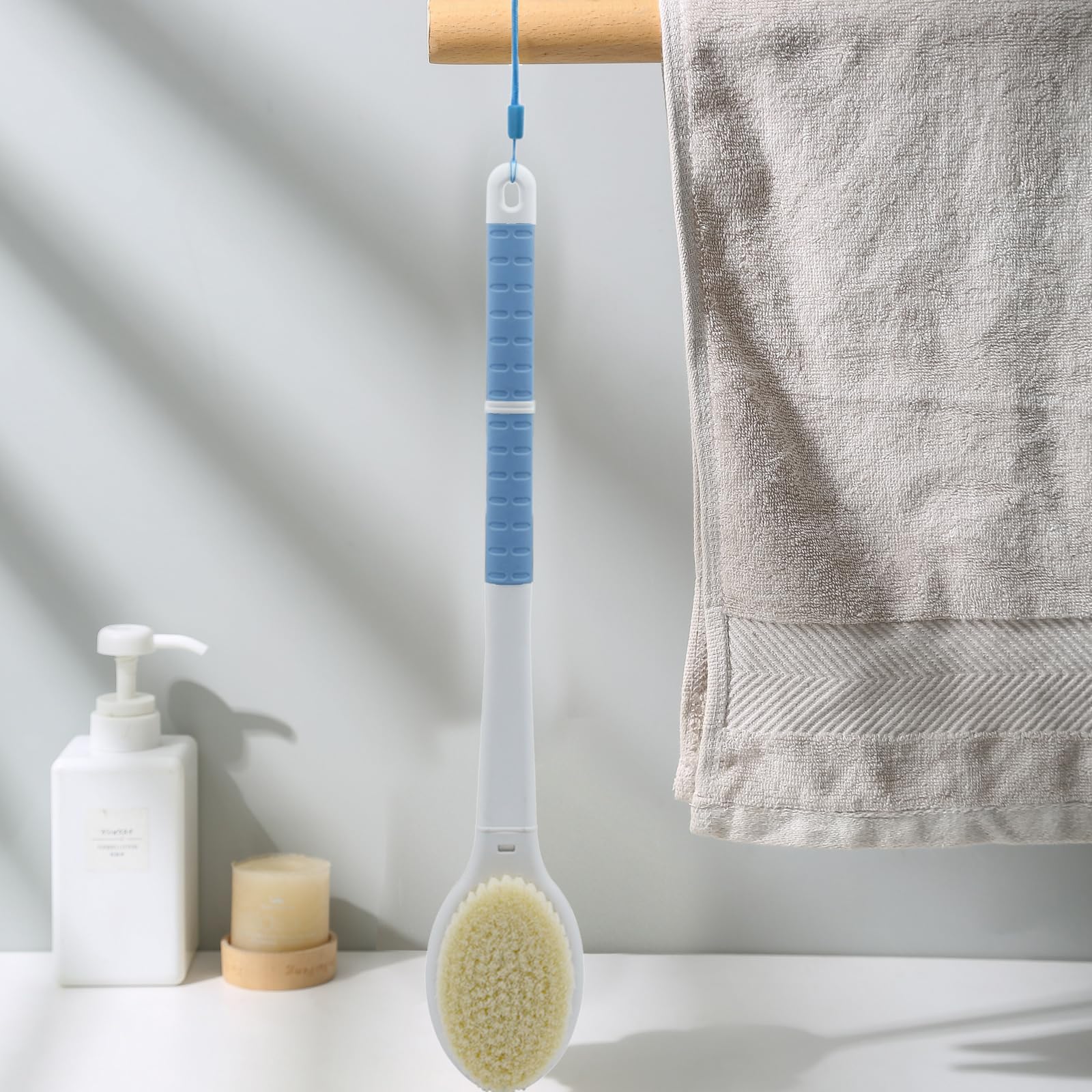 Shower Brush with Soft & Stiff Bristles