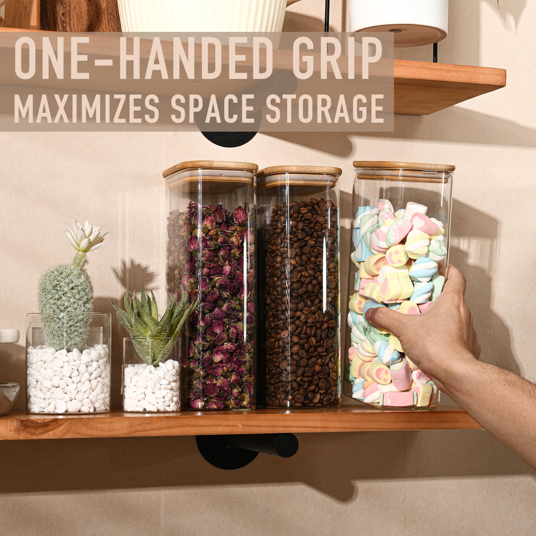 64oz Rectangle Airtight Glass Storage Containers with Bamboo Lids (4 Count)