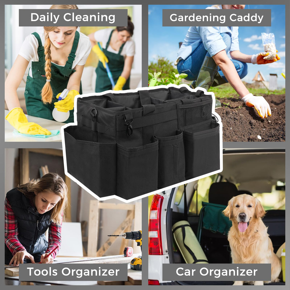 Wearable Cleaning Caddy Organizer with Handle & Shoulder Straps for Housekeepers