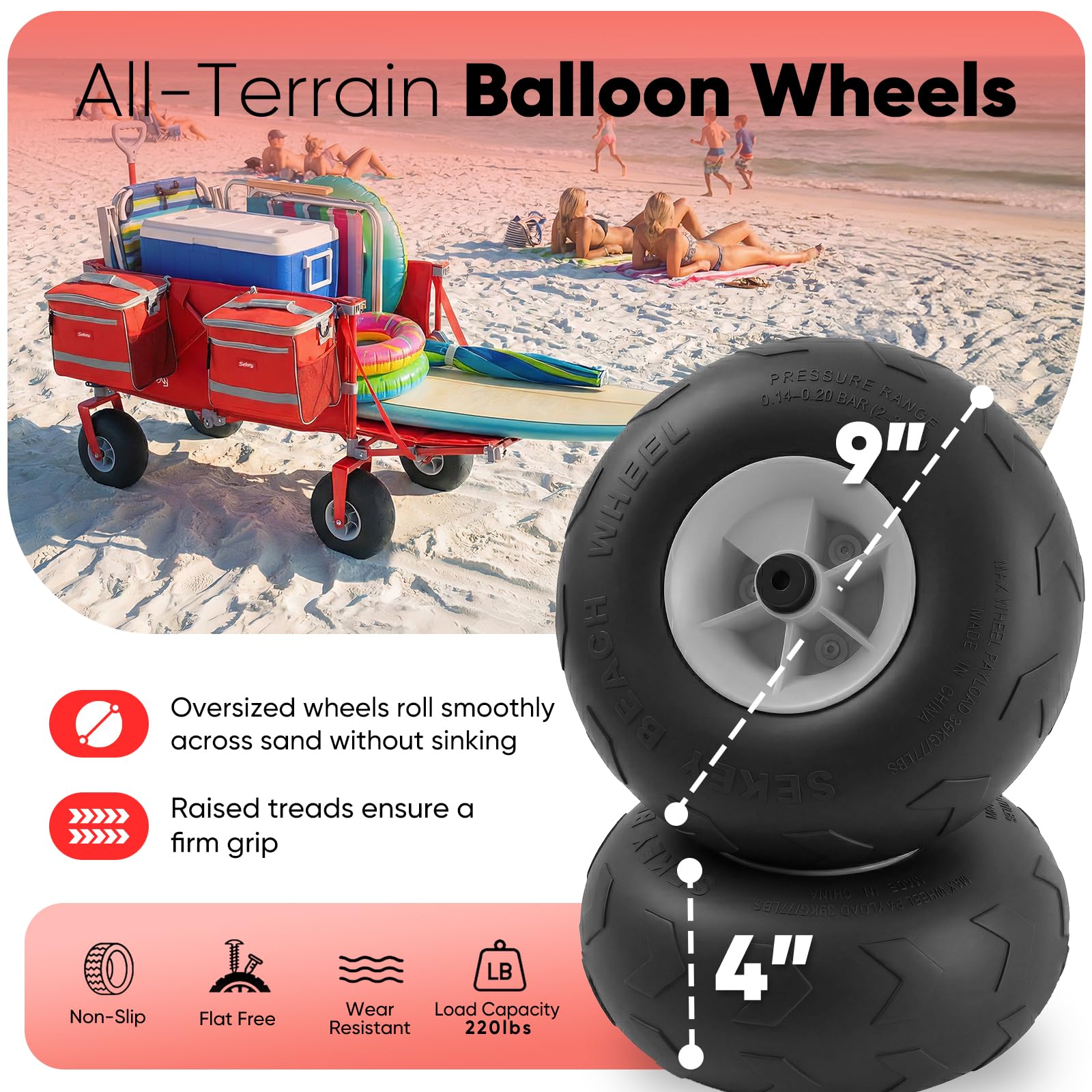 Heavy Duty Beach Wagon with 9" Big Sand
