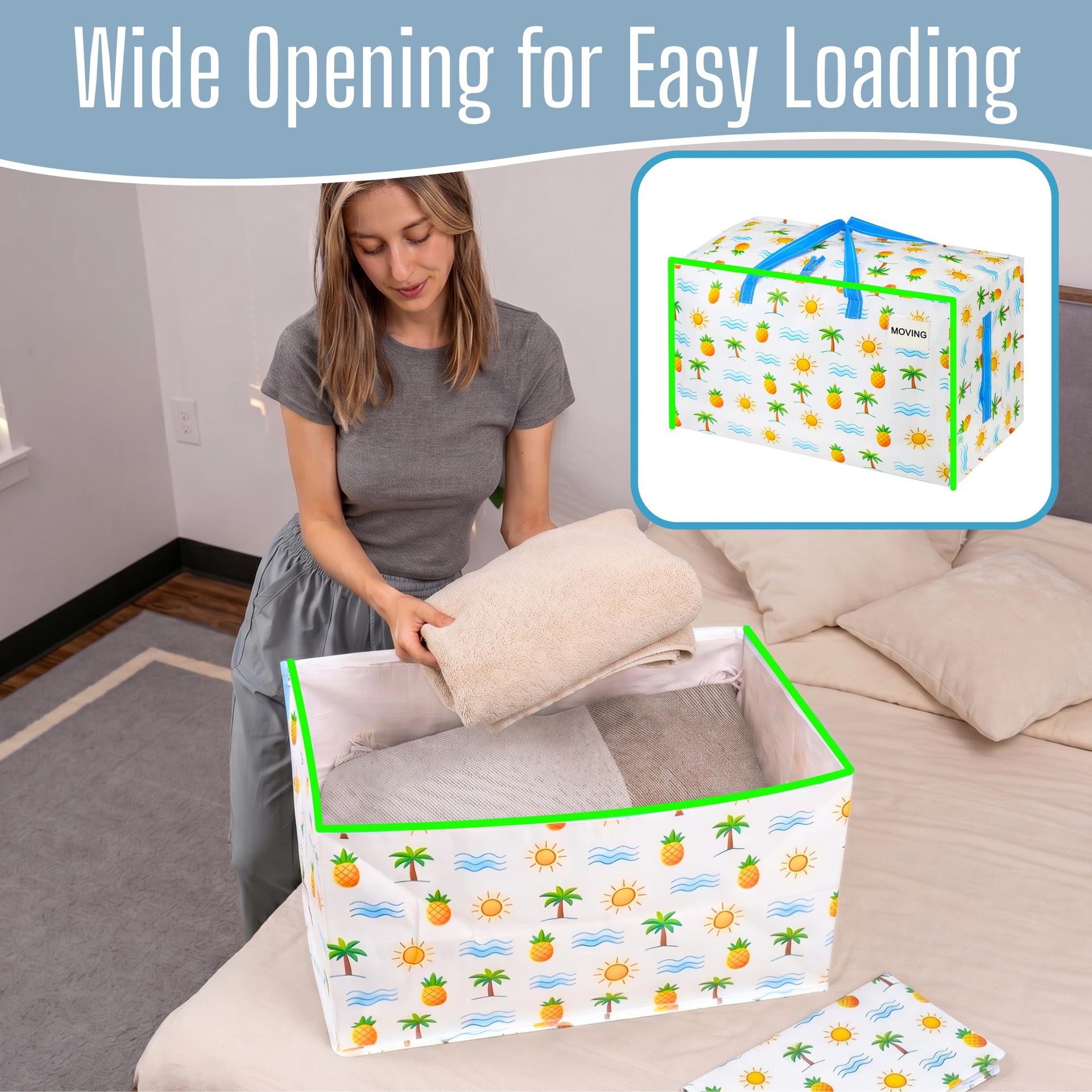 10 Pack Extra Large Heavy Duty Moving Bags with Wide Opening & Reinforced Handles (10 Count)