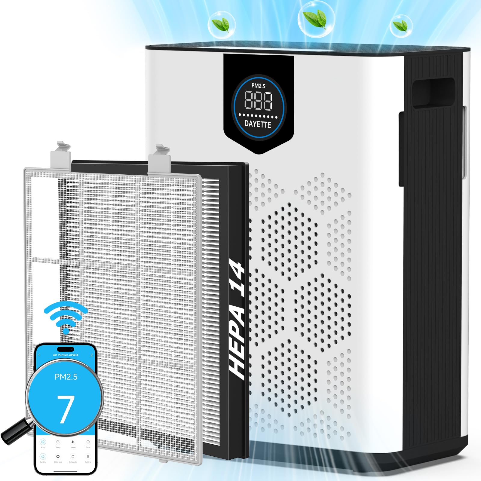 Smart Wifi Air Purifiers for Home Large Room Up to 3000 Ft²