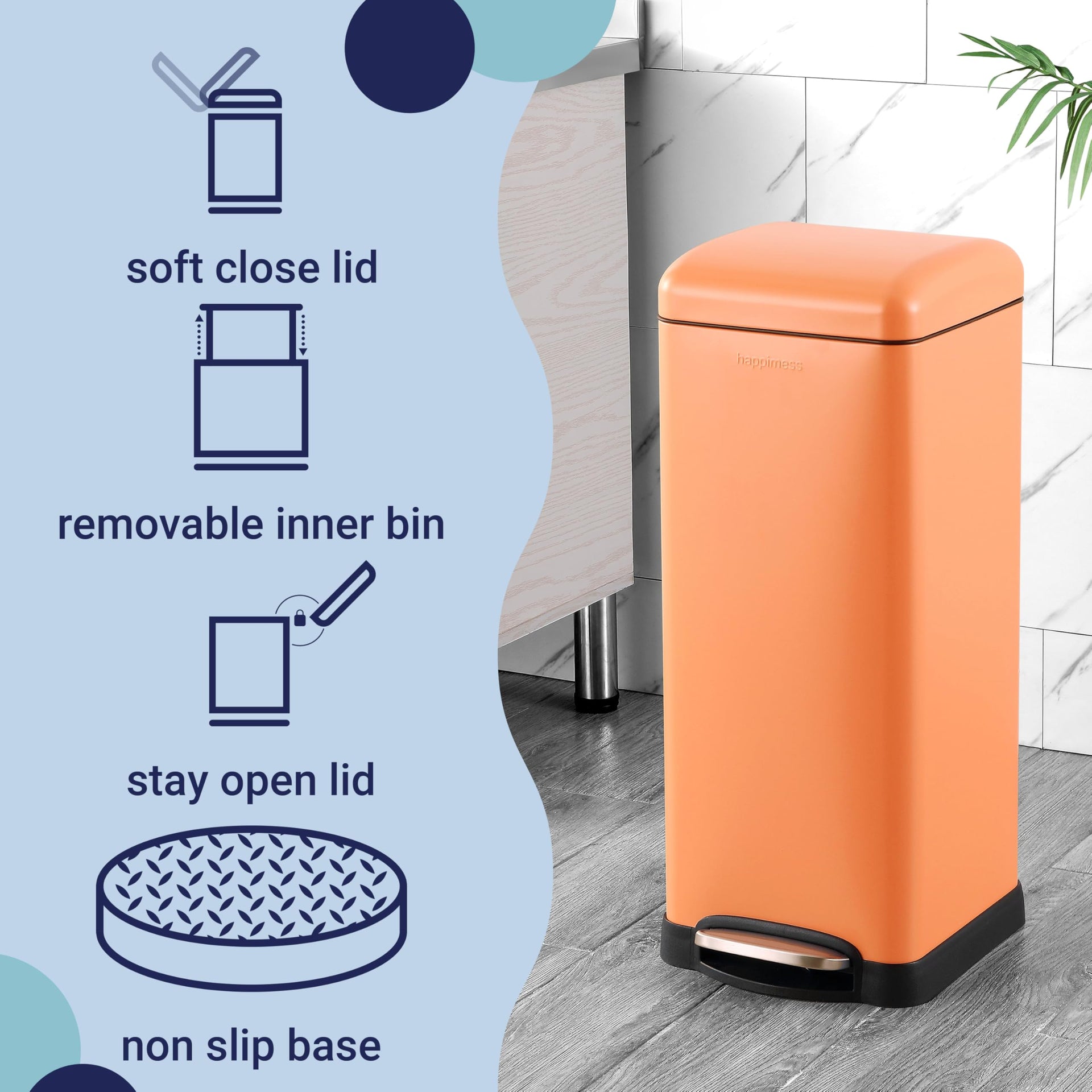 Betty 8 Gal Step Trash Can Soft