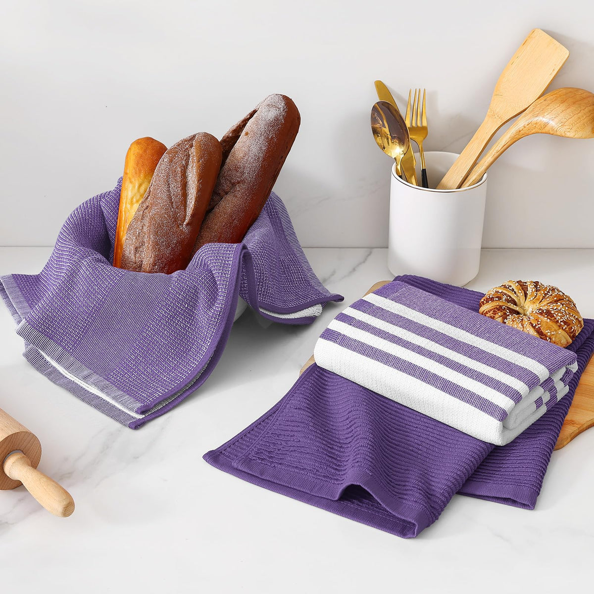 Cotton 380 GSM Premium Kitchen Towels (6 Count)