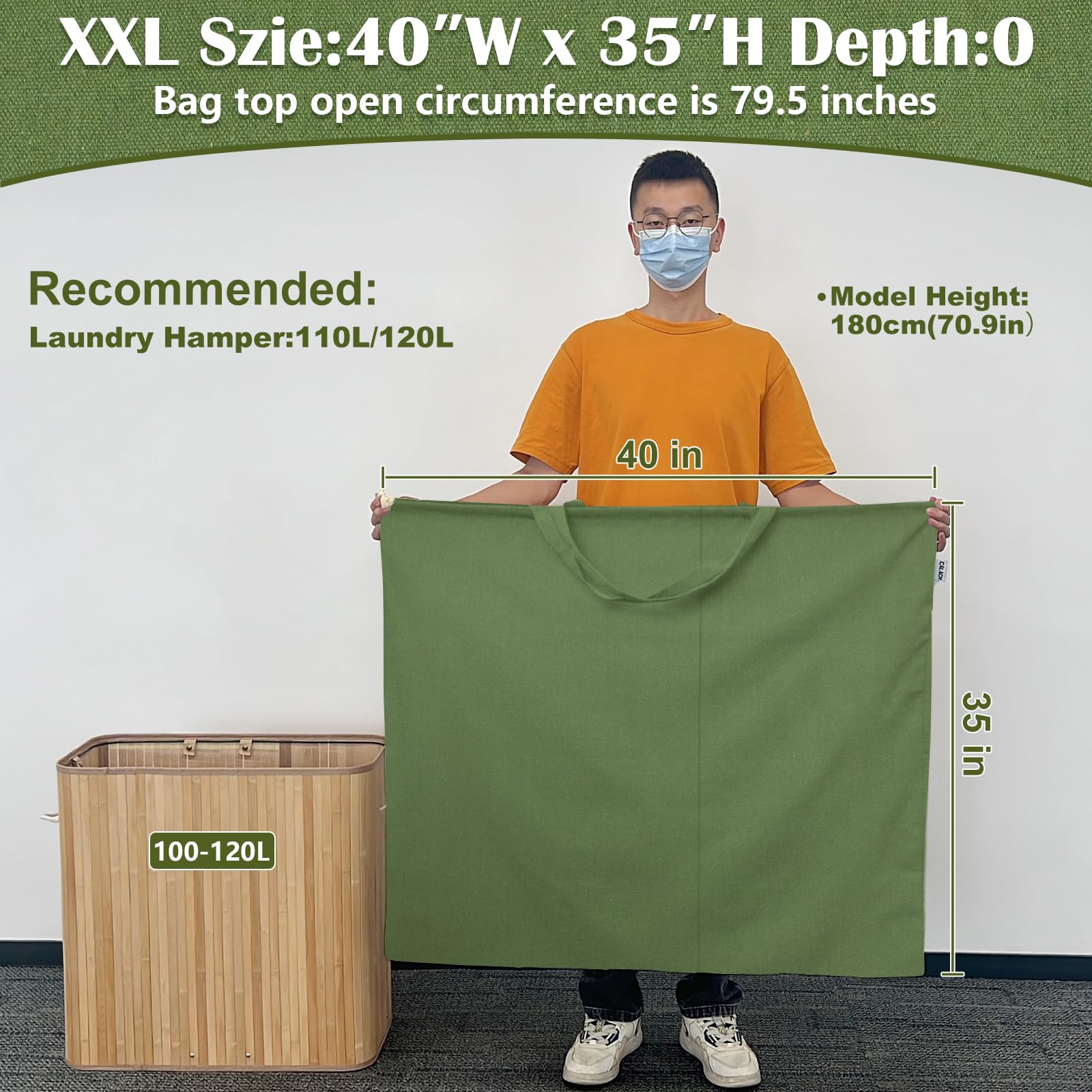 Canvas Laundry Bag 40"W x35"H