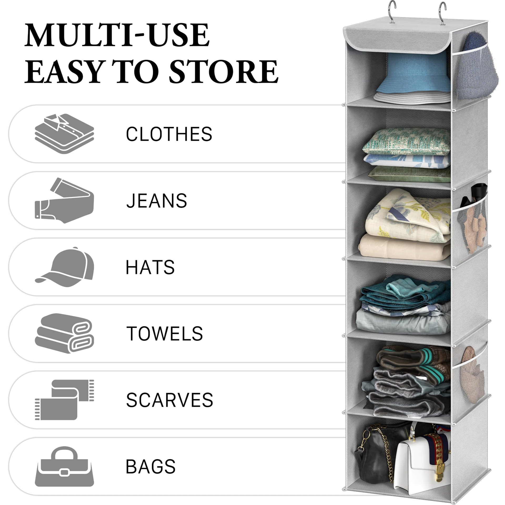 6 Shelf Hanging Closet Organizer
