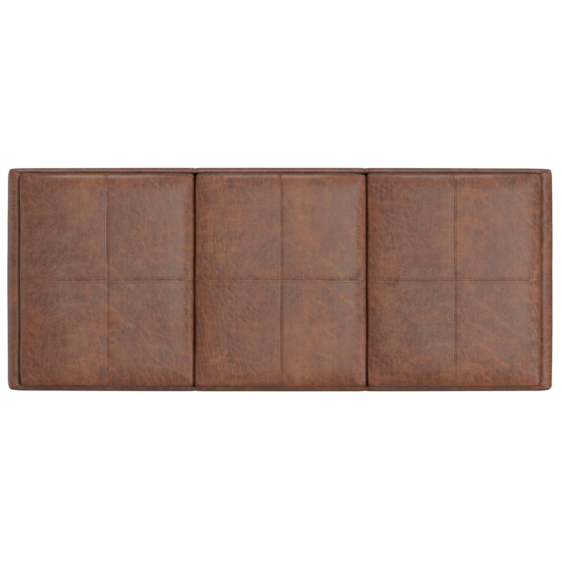 Avalon 42" Wide Vegan Leather Storage Ottoman in Saddle Brown