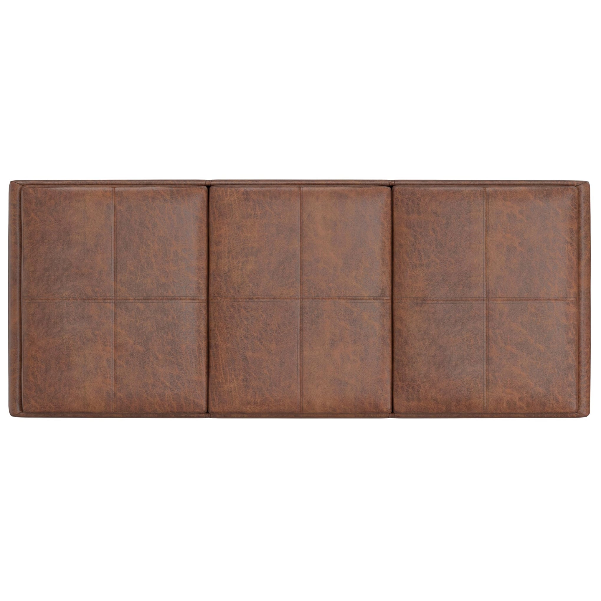 Avalon 42" Wide Vegan Leather Storage Ottoman in Saddle Brown