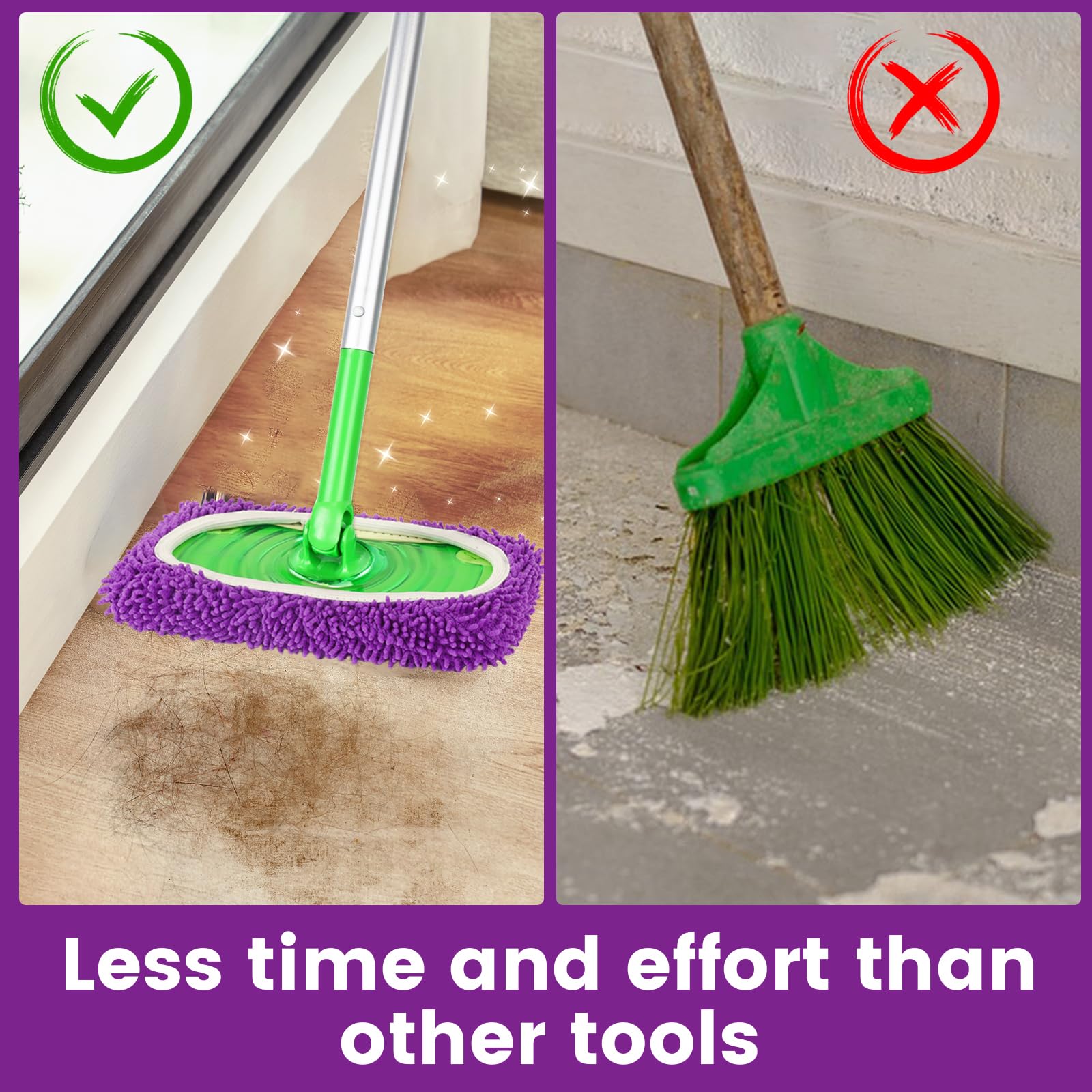 6Pcs Reusable Microfiber Mop Pads Compatible with Sweeper Mop (6 Count)