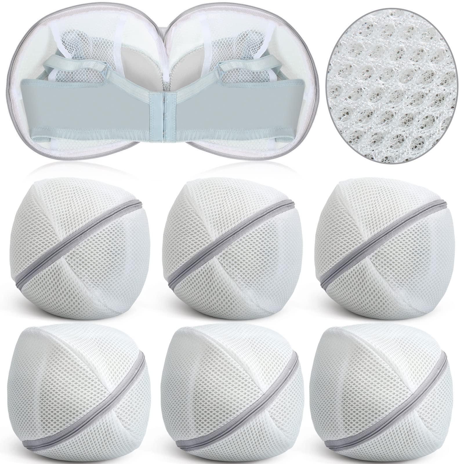 6 Pcs Bra Washing Bag for Laundry Storage Women 7.87 Inch Gray