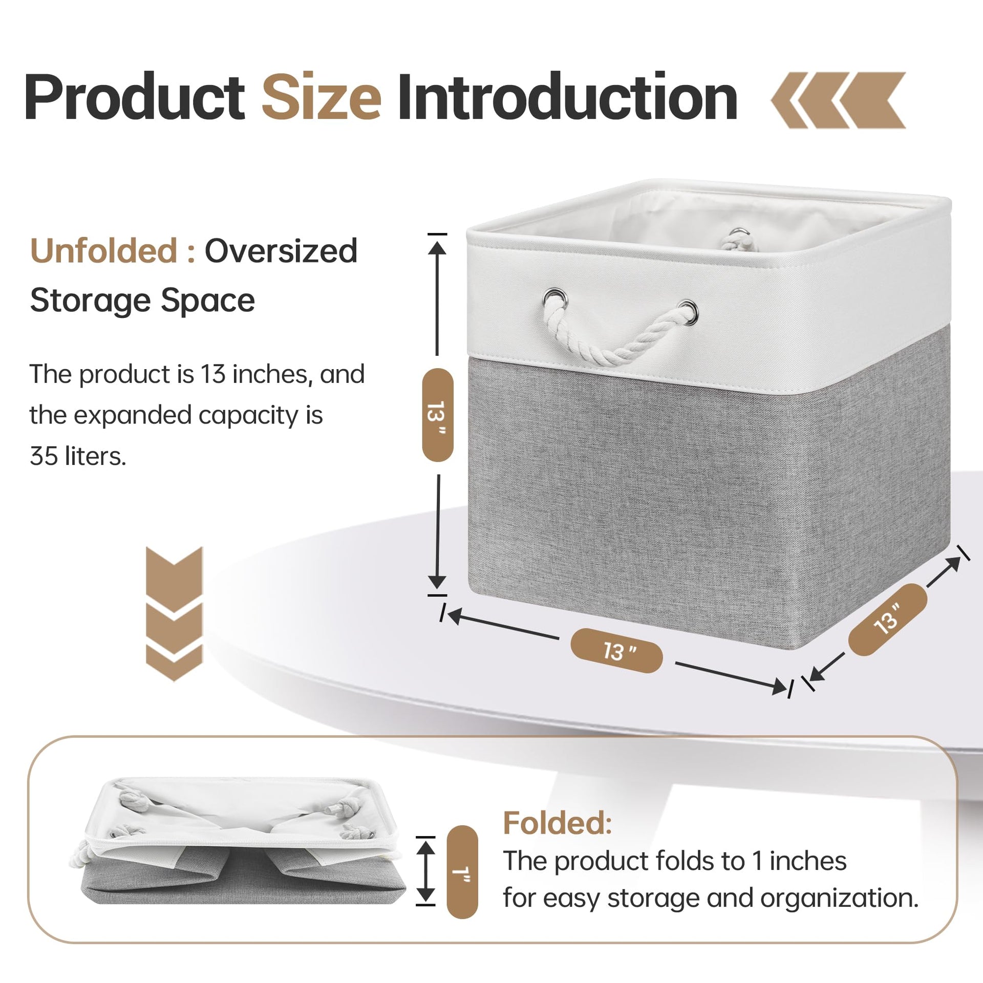 13x13x13 Inch Storage Cube Bins Foldable Organizer Baskets 6 Pack (6 Count)