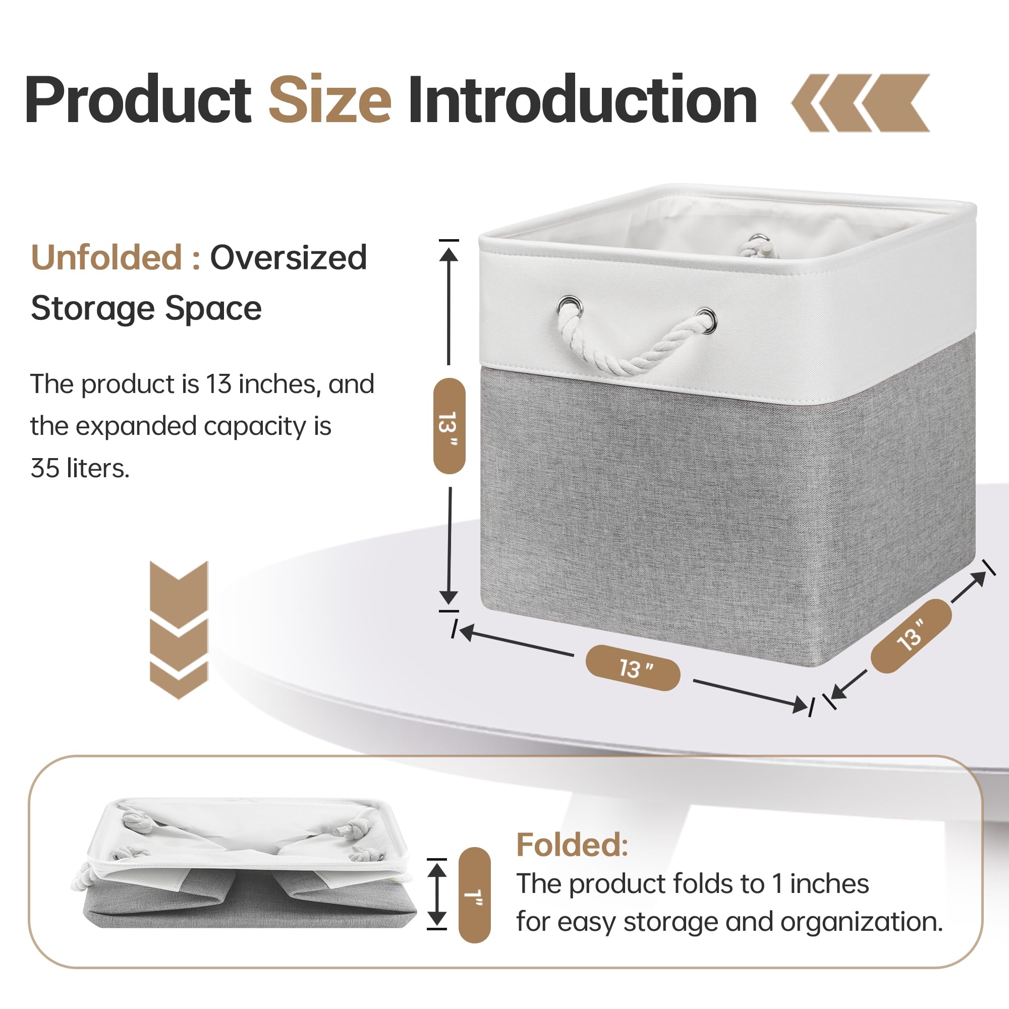 13x13x13 Inch Storage Cube Bins Foldable Organizer Baskets 6 Pack (6 Count)