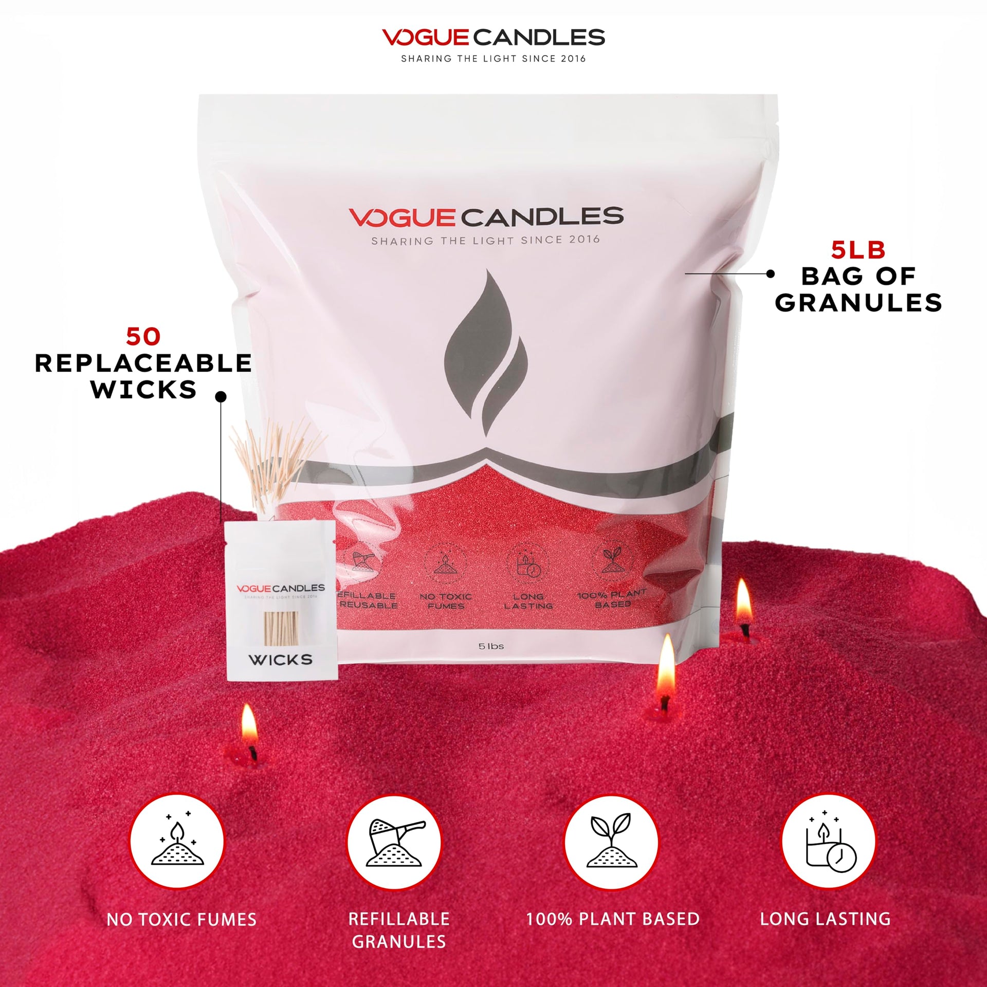 Vogue Candles Red Pearled Candle Sand Wax (80 Ounce)