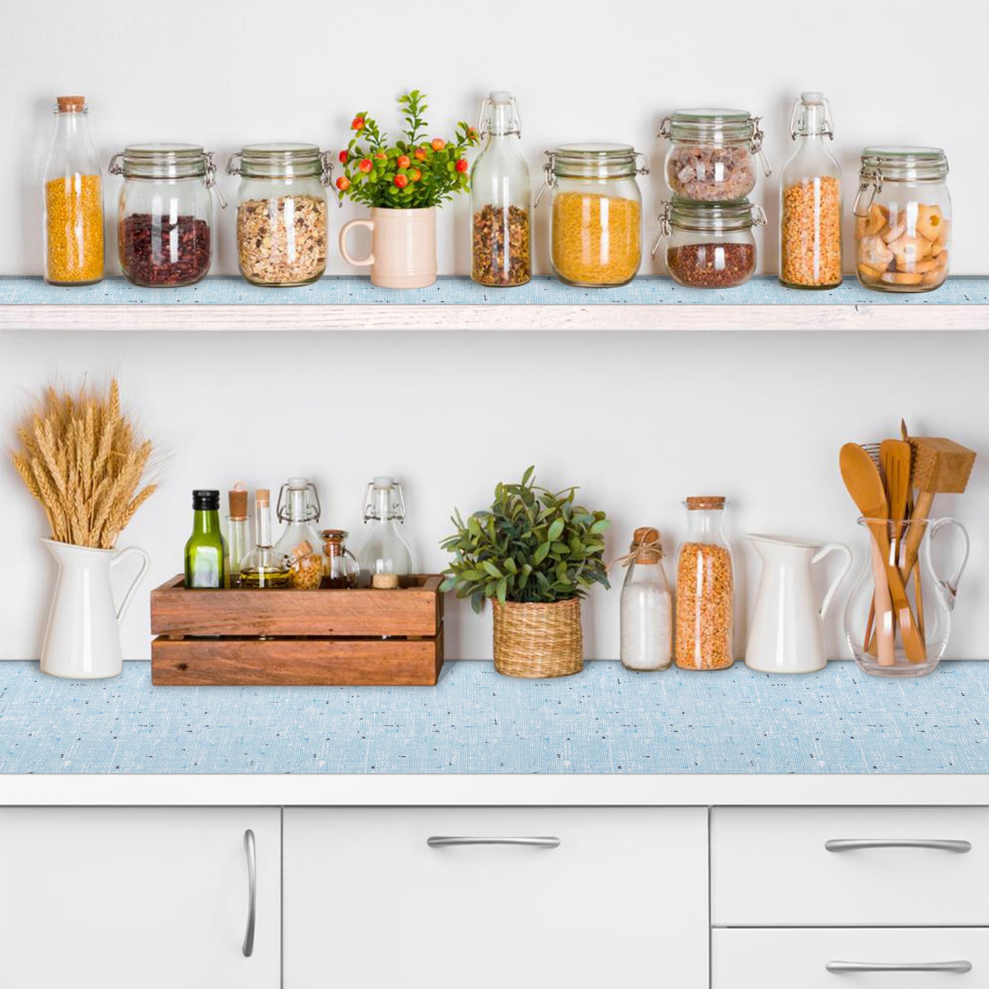 Bulk Shelf Liner 20" W x 144" L Cupboard Liner Shelving Paper for Cabinets and Drawers Pantry Shelf Liners for Kitchen Cabinets Non