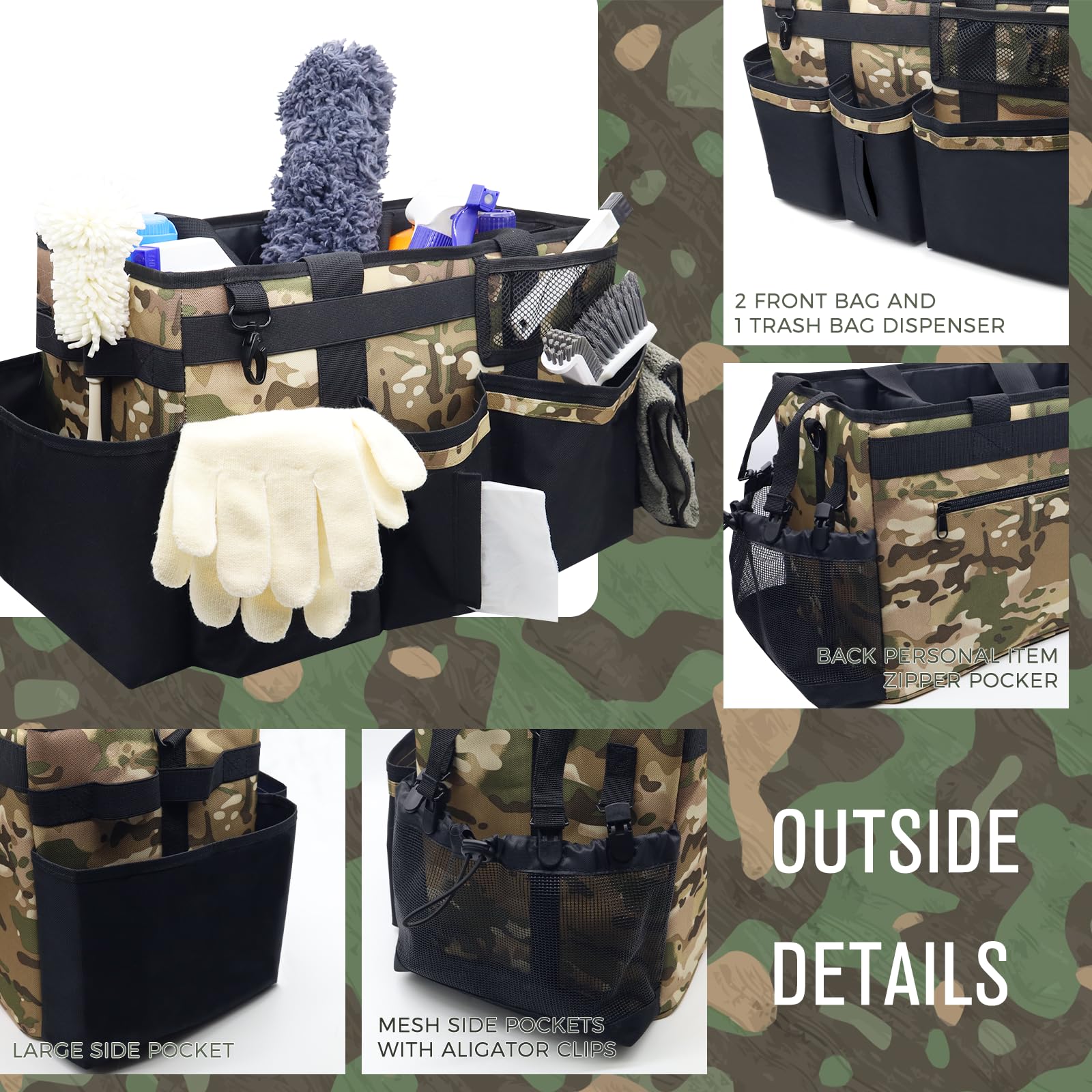 Wearable Cleaning Caddy Organizer with Handle & Shoulder Straps for Housekeepers