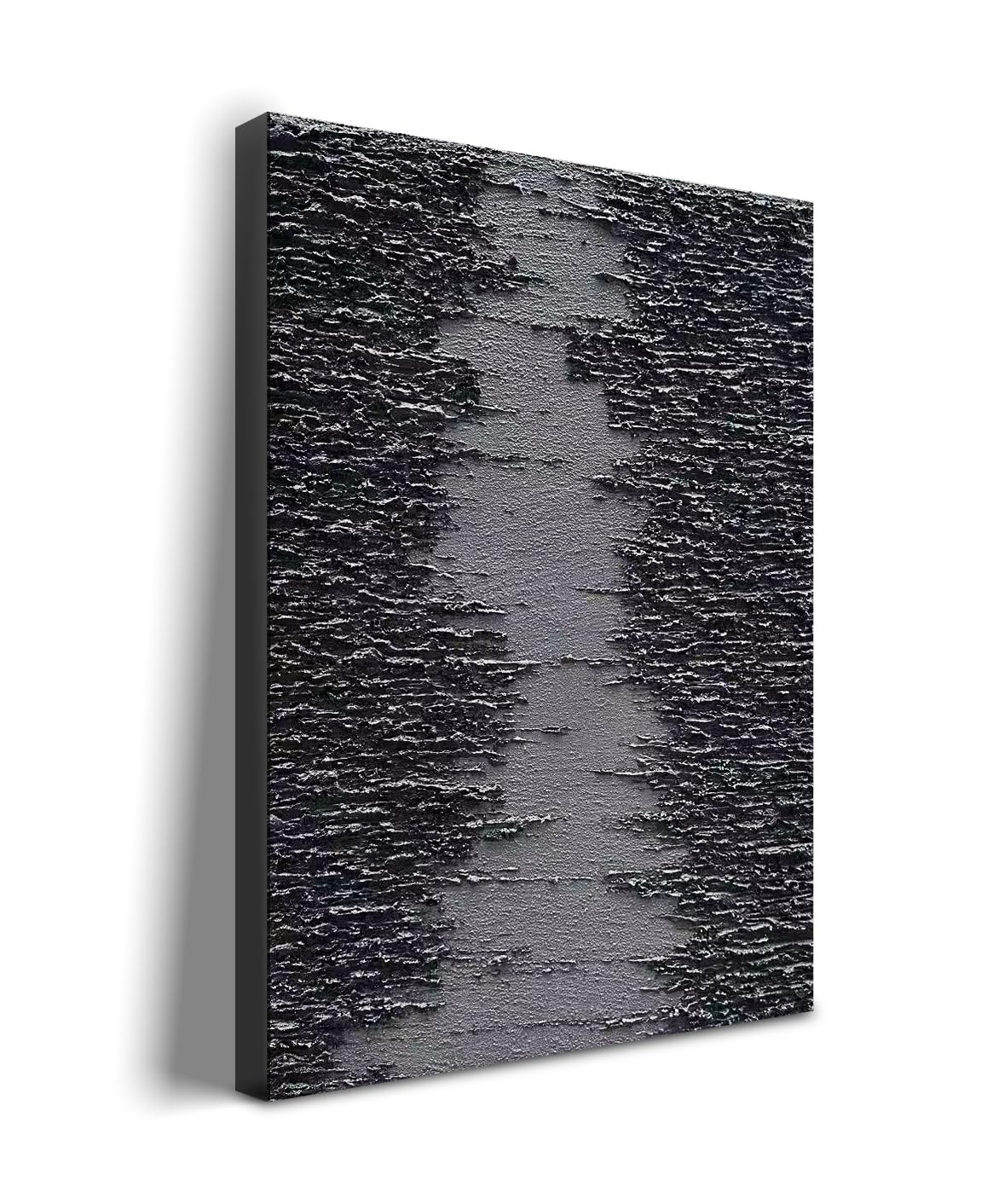 Art Hand painted Thick textured black abstract style oil painting