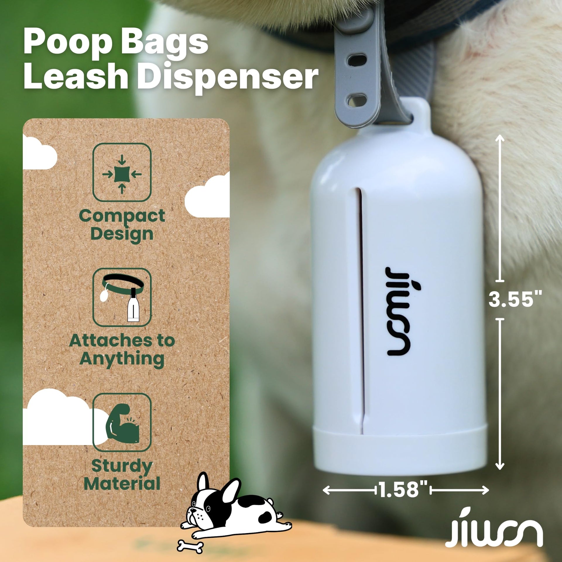 Dog Poop Bag Dispenser with 100% Compostable Refill Roll